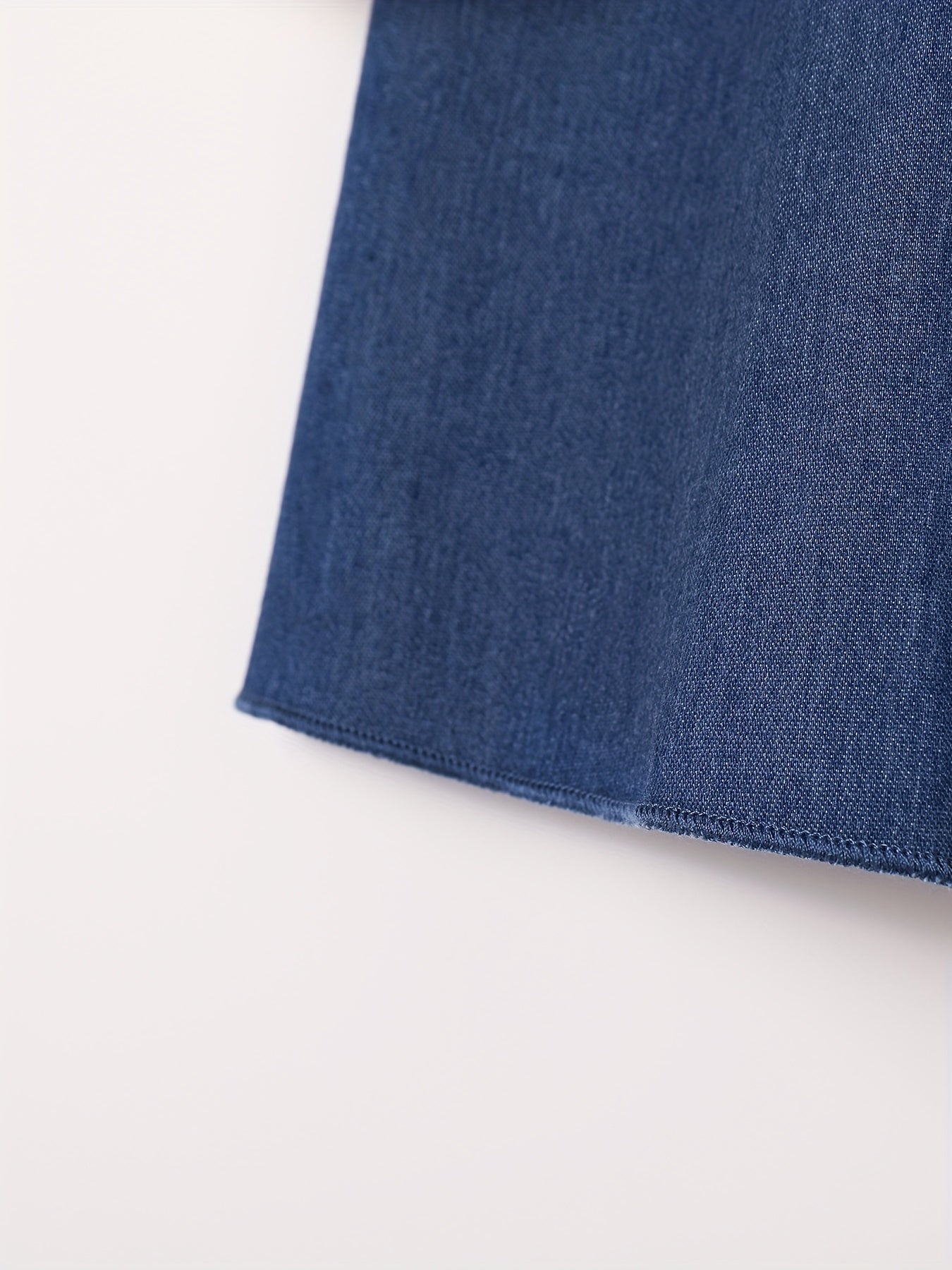 Girls Cotton Embroidered Denim Dress Frill Sleeve Loose Casual Fashion Dress