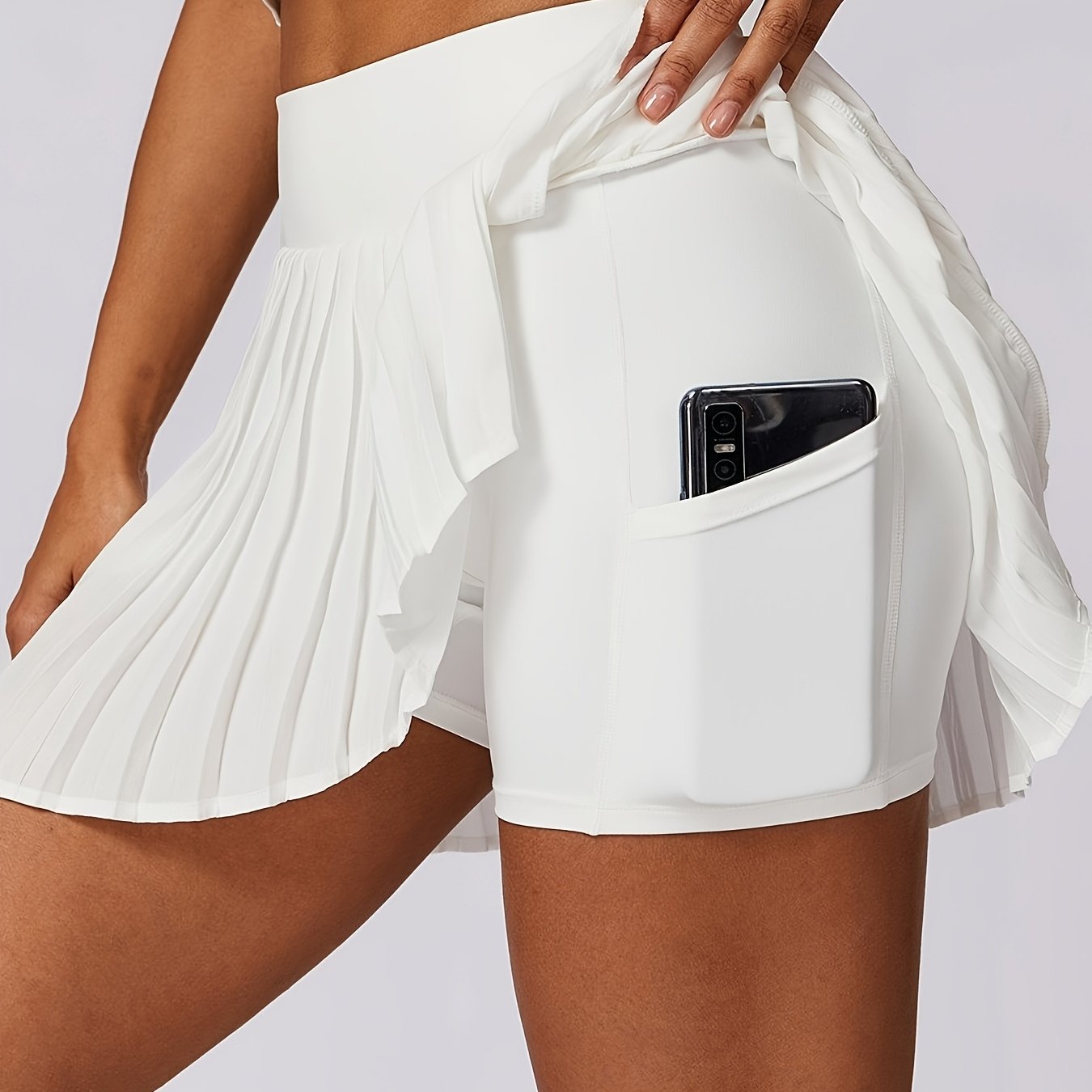Women's Quick-Dry Pleated Sports Skirt with Pockets for Fitness