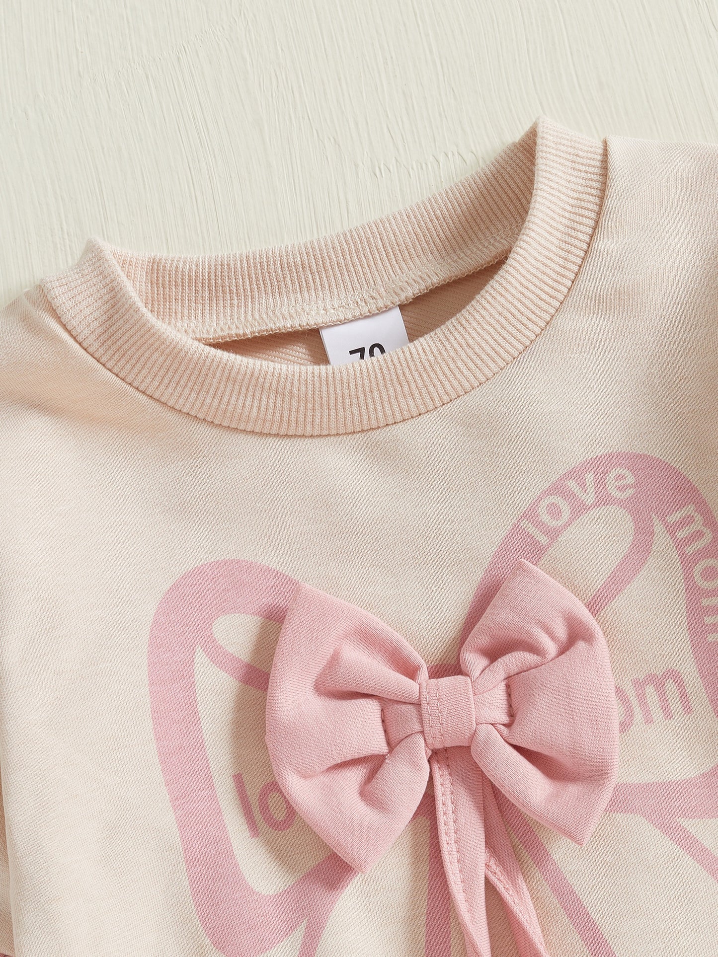 Girls Bow Sweatshirt and Sweatpants 2 Piece Outfit Set