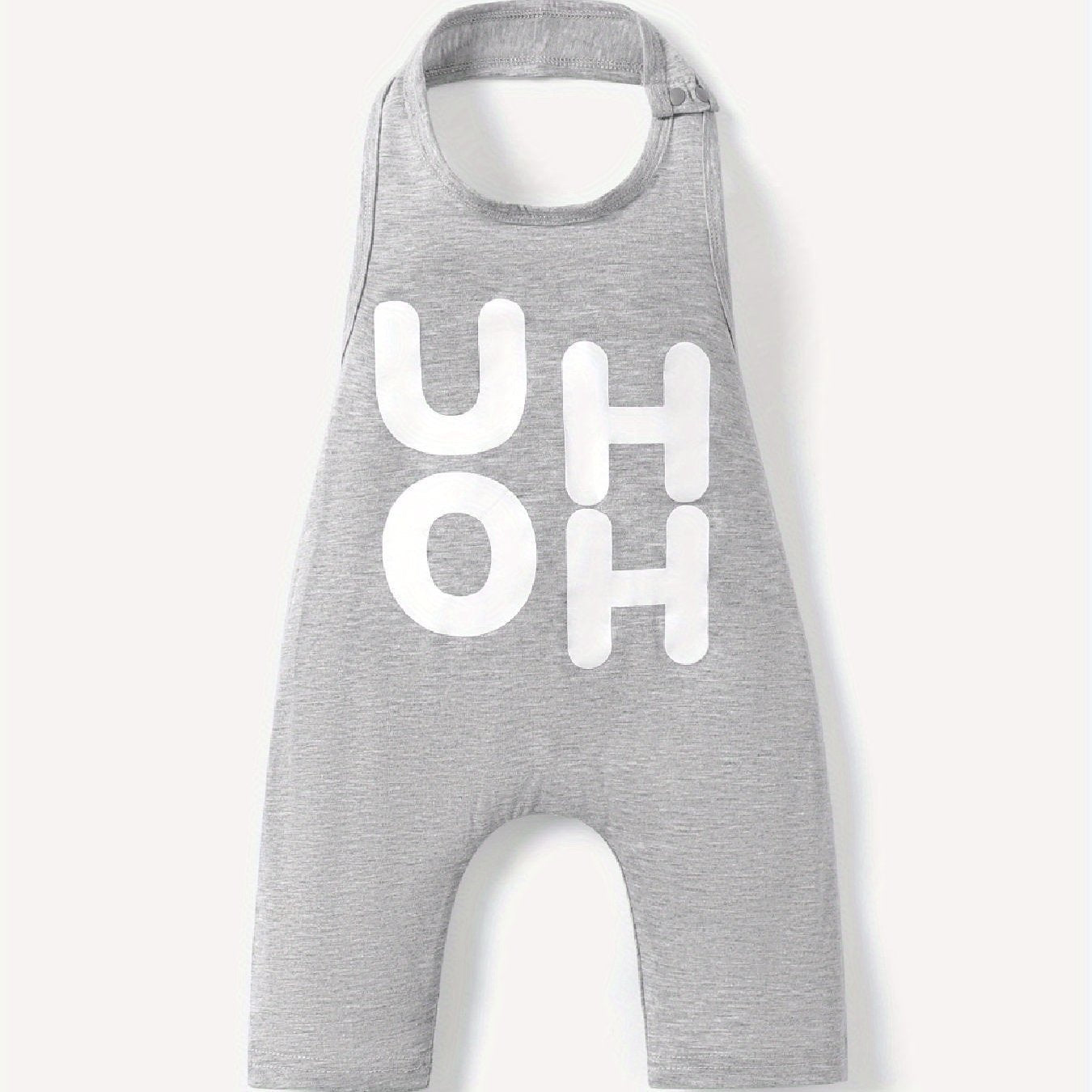 Stylish PatPat Baby Girl Boy Loose Letters Print Sleeveless Summer Backless Halter Jumpsuit for Outdoor Use