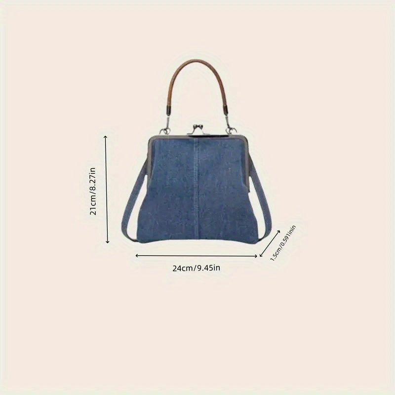 Handmade Denim Women's Crossbody Bag with Detachable Strap