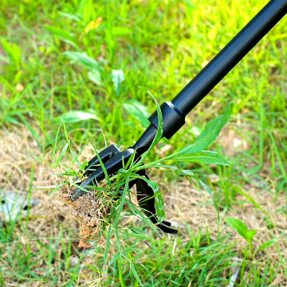 Weeder Kit with Gardening Gloves Long Handled Weeder Tool Standing Weeder with 4 Claw Steel Tip Garden Weeder Tool for Easy Weed Removal Without Bending or Kneeling