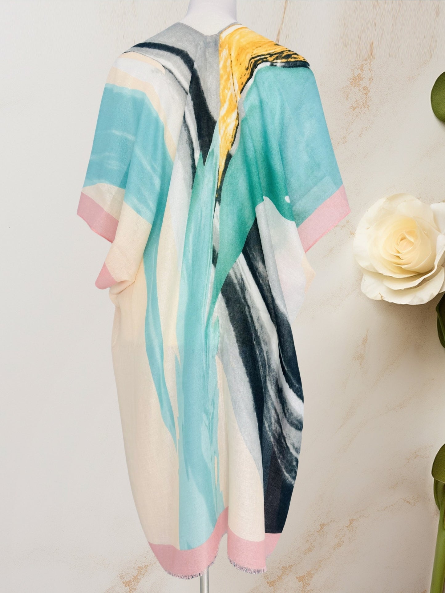 Romantic Abstract Watercolor Print Kimono for Versatile Styling
