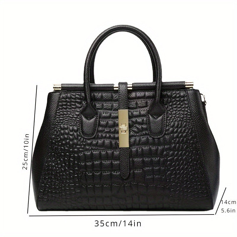 Elegant Crocodile Embossed Handbag for Work and Daily Use