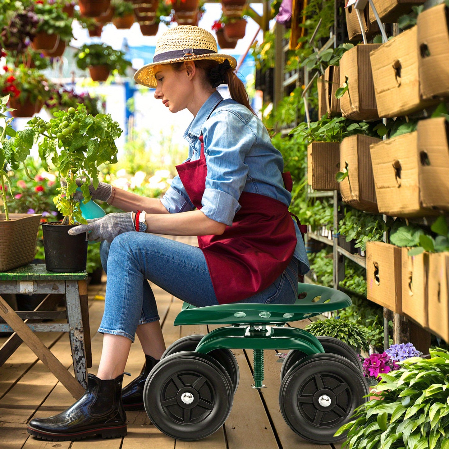 Heavy Duty 360 Degree Swivel Seat Garden Cart and Workseat