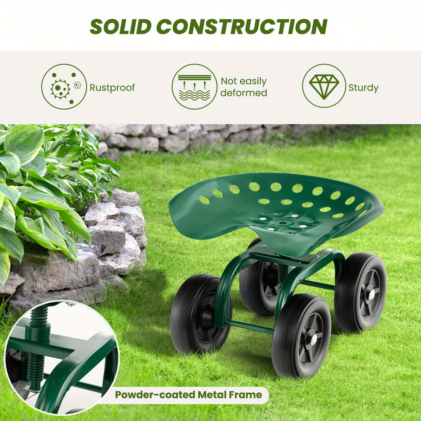 Heavy Duty 360 Degree Swivel Seat Garden Cart and Workseat