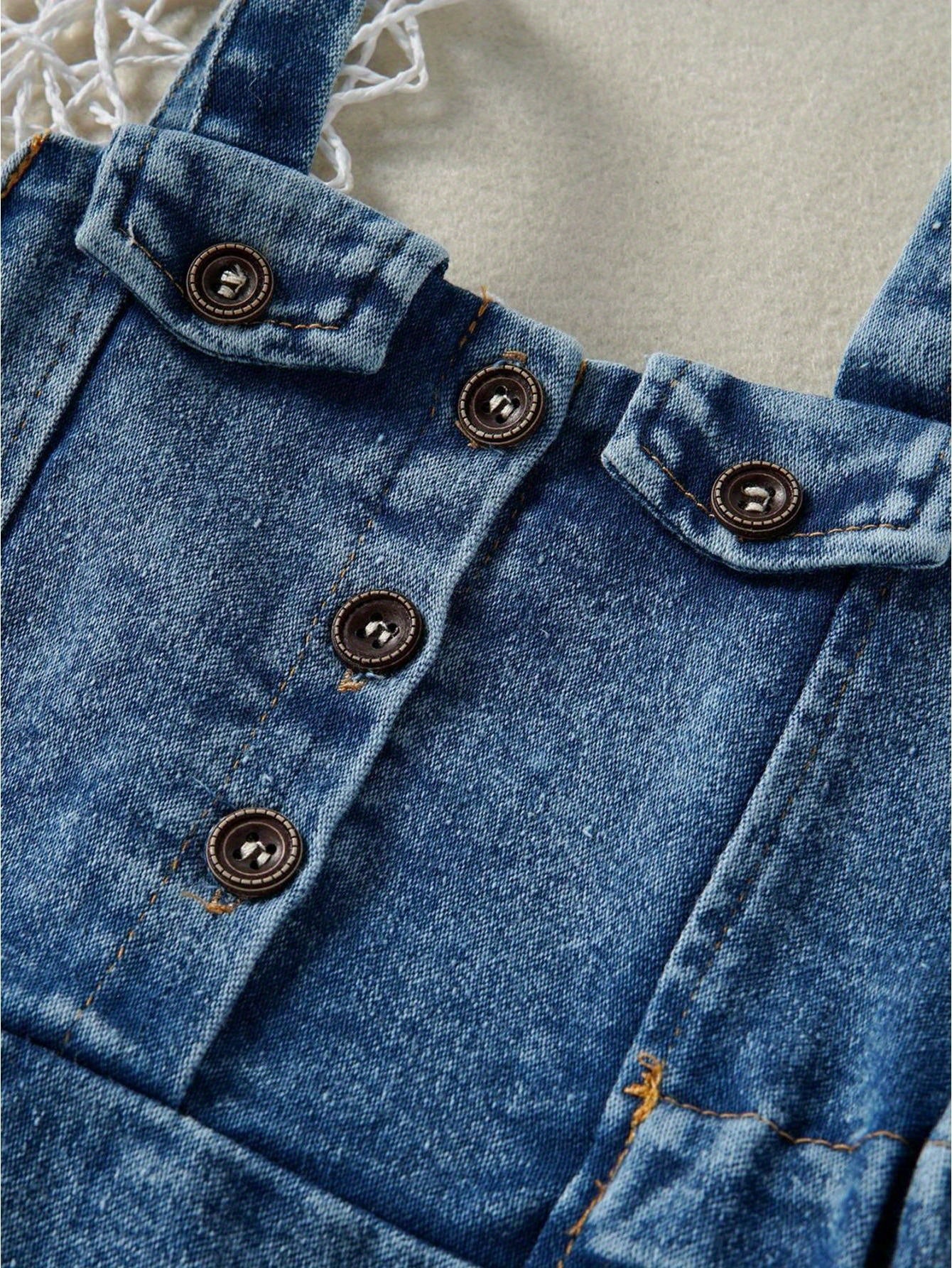 Toddler Girls Summer Denim Dress Fashion Sleeveless Button Ruffle Tank Dress