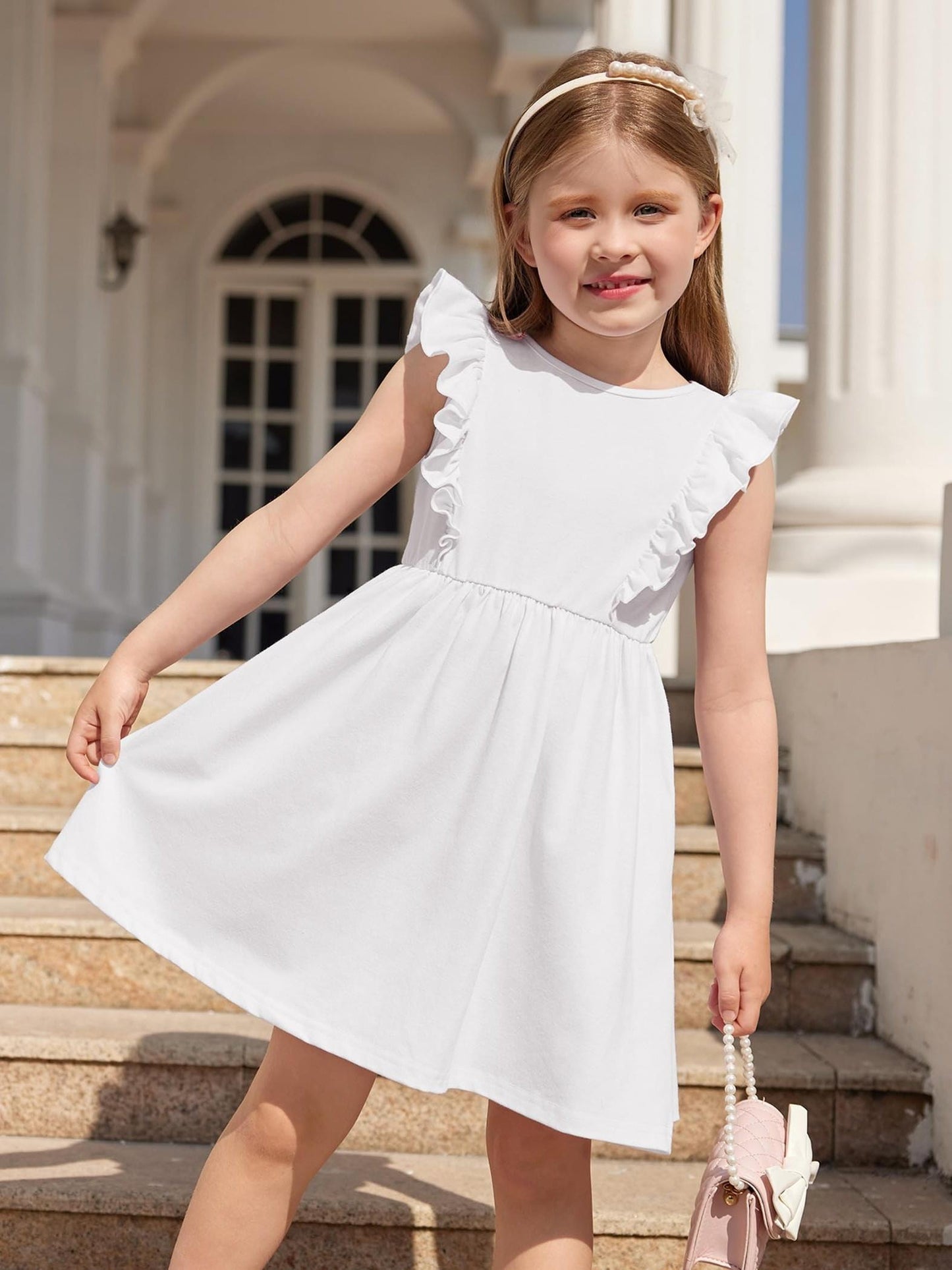 Toddler Girls Ruffle Sleeve Backless Summer Dress for Baby Girls Ages 2 to 6 Years