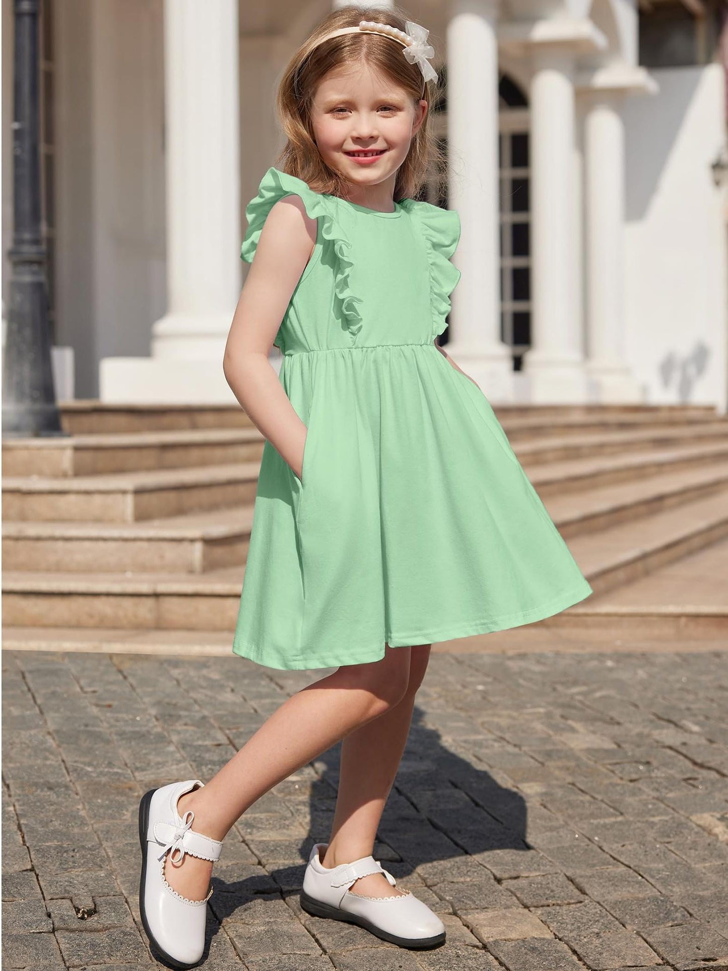 Toddler Girls Ruffle Sleeve Backless Summer Dress for Baby Girls Ages 2 to 6 Years