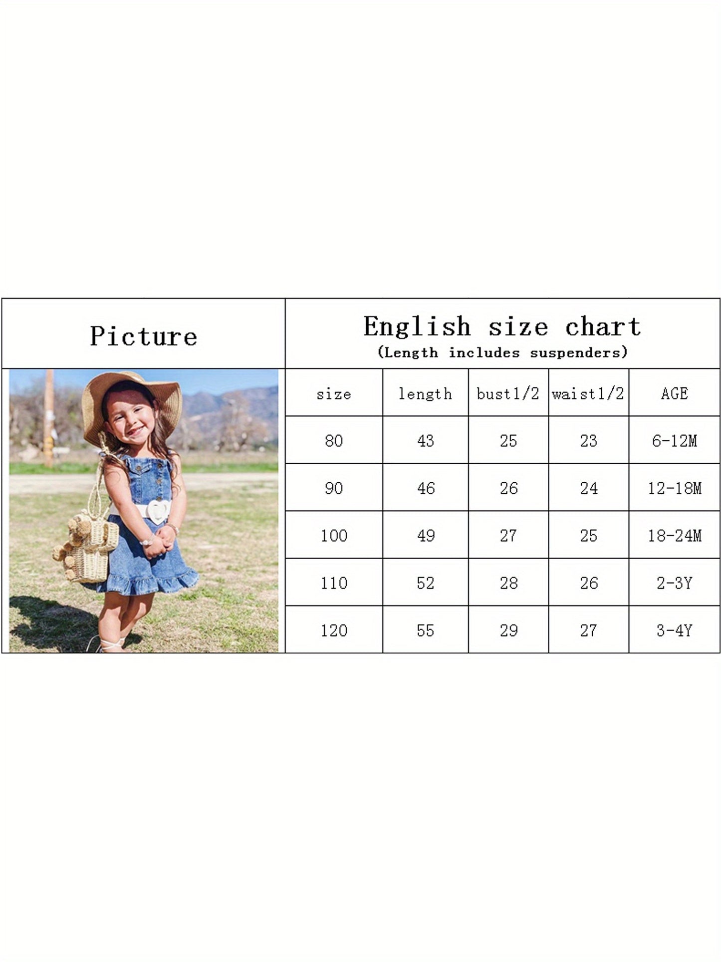 Toddler Girls Summer Denim Dress Fashion Sleeveless Button Ruffle Tank Dress