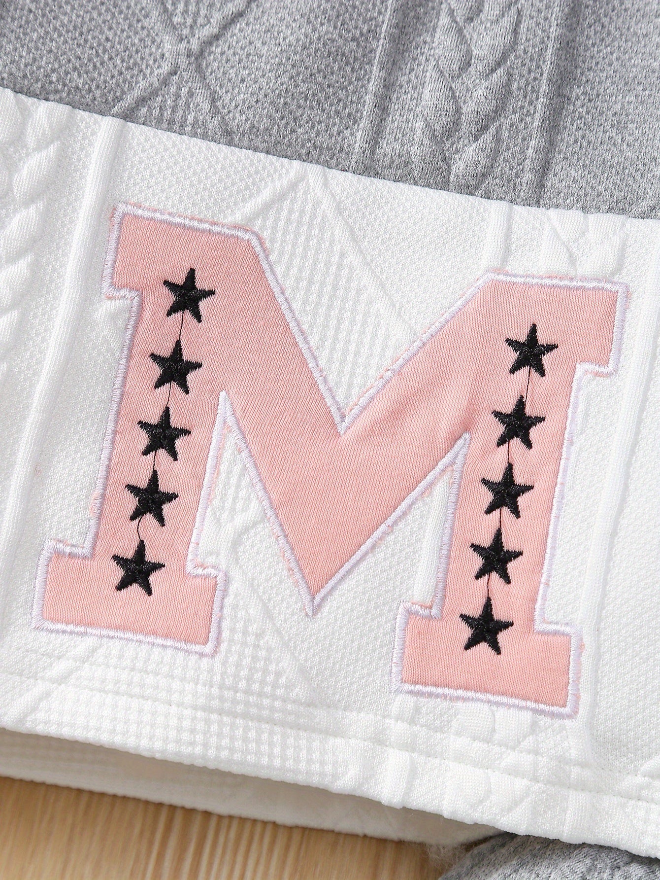 Toddler Girl Stylish Letter M Embroidered Outfit Set
