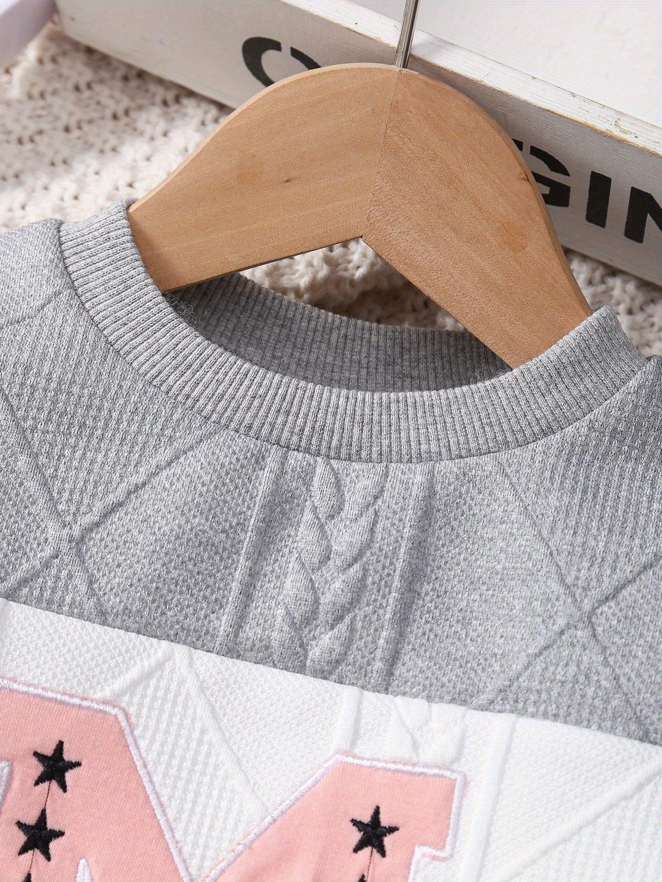Toddler Girl Stylish Letter M Embroidered Outfit Set