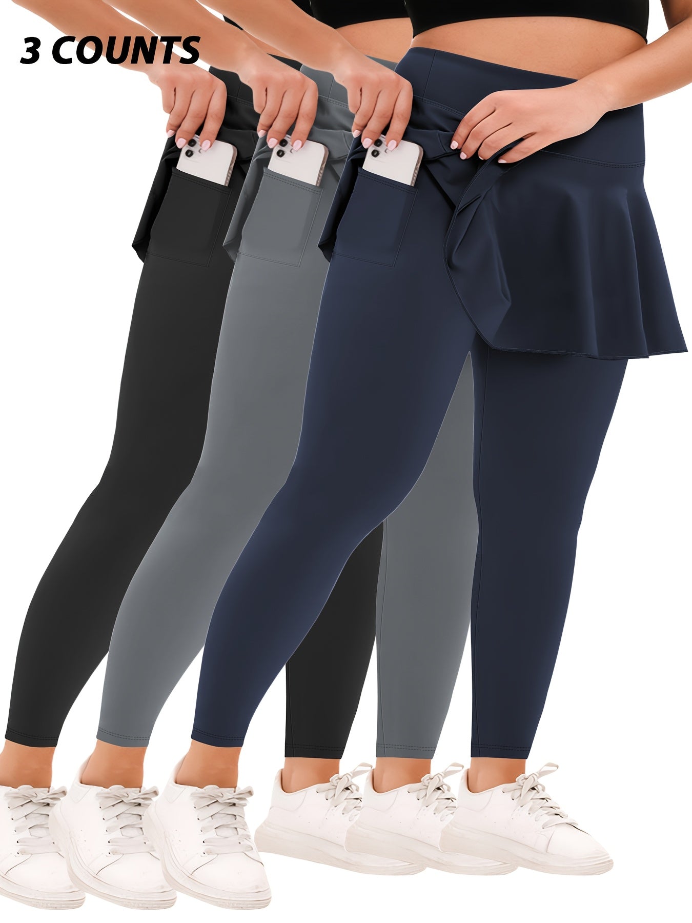 Women's Plus Size High-Waisted Tennis Skorts with Pockets