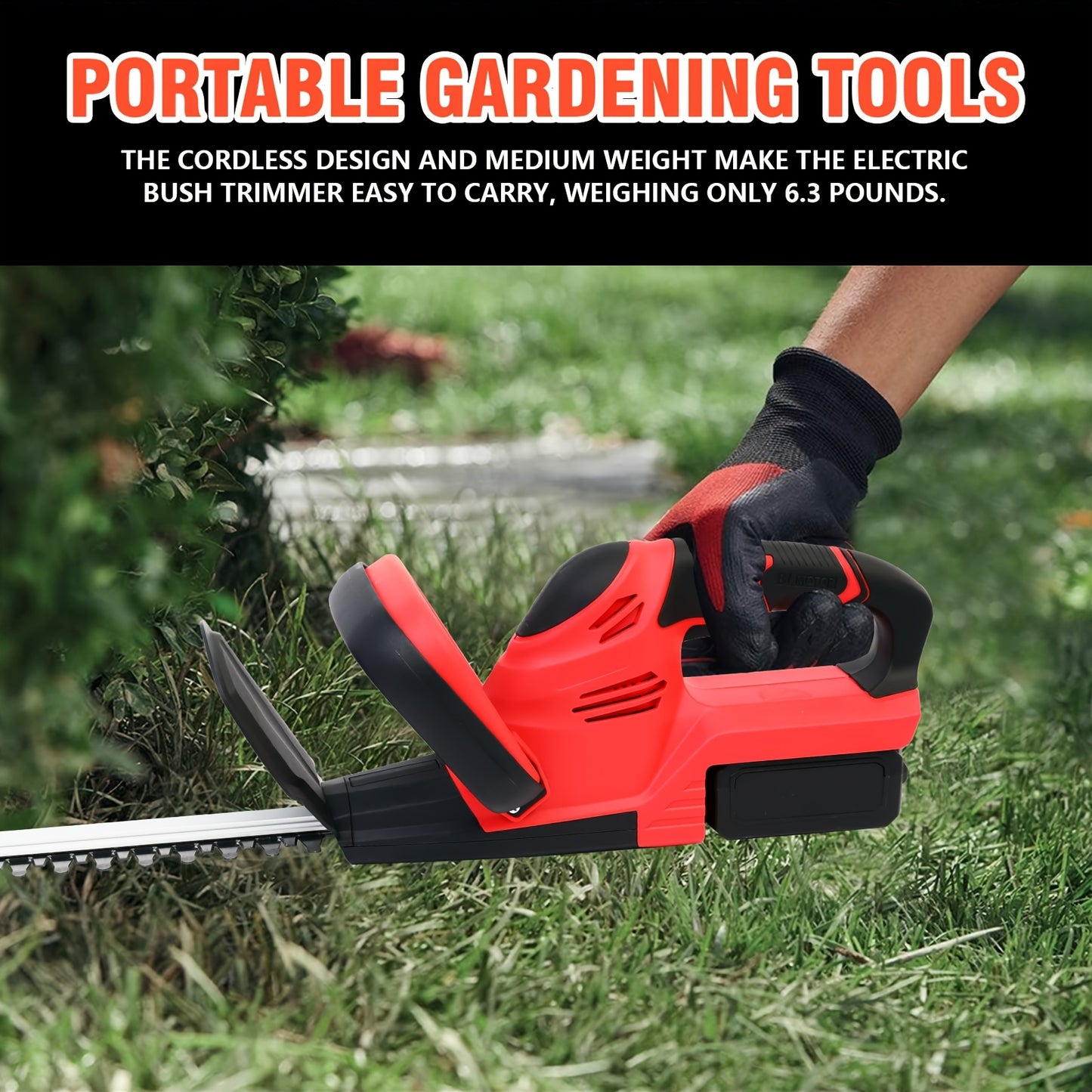 Cordless Hedge Trimmer with Dual-Action Carbon Steel Blade