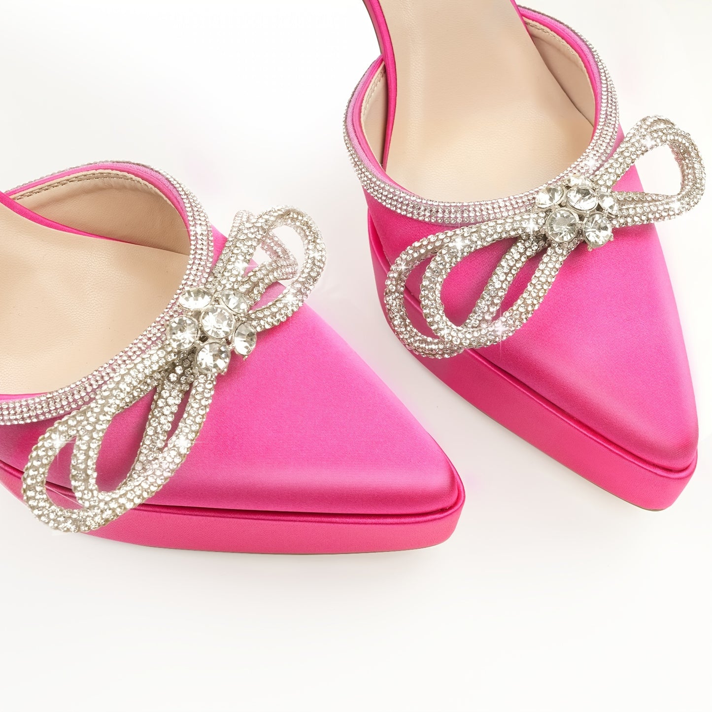 Black Rhinestone Stiletto Sandals for Women 5 Inch High Heel Pointed Toe Platform Shoes with Bow Non Slip Rubber Sole Elegant for Party Prom and Valentine's Day Gifts