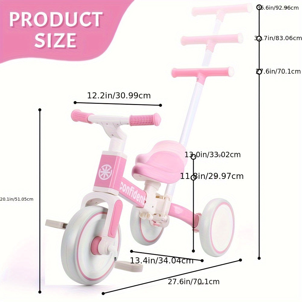 Convertible Toddler Tricycle with Removable Pedal and Adjustable Features