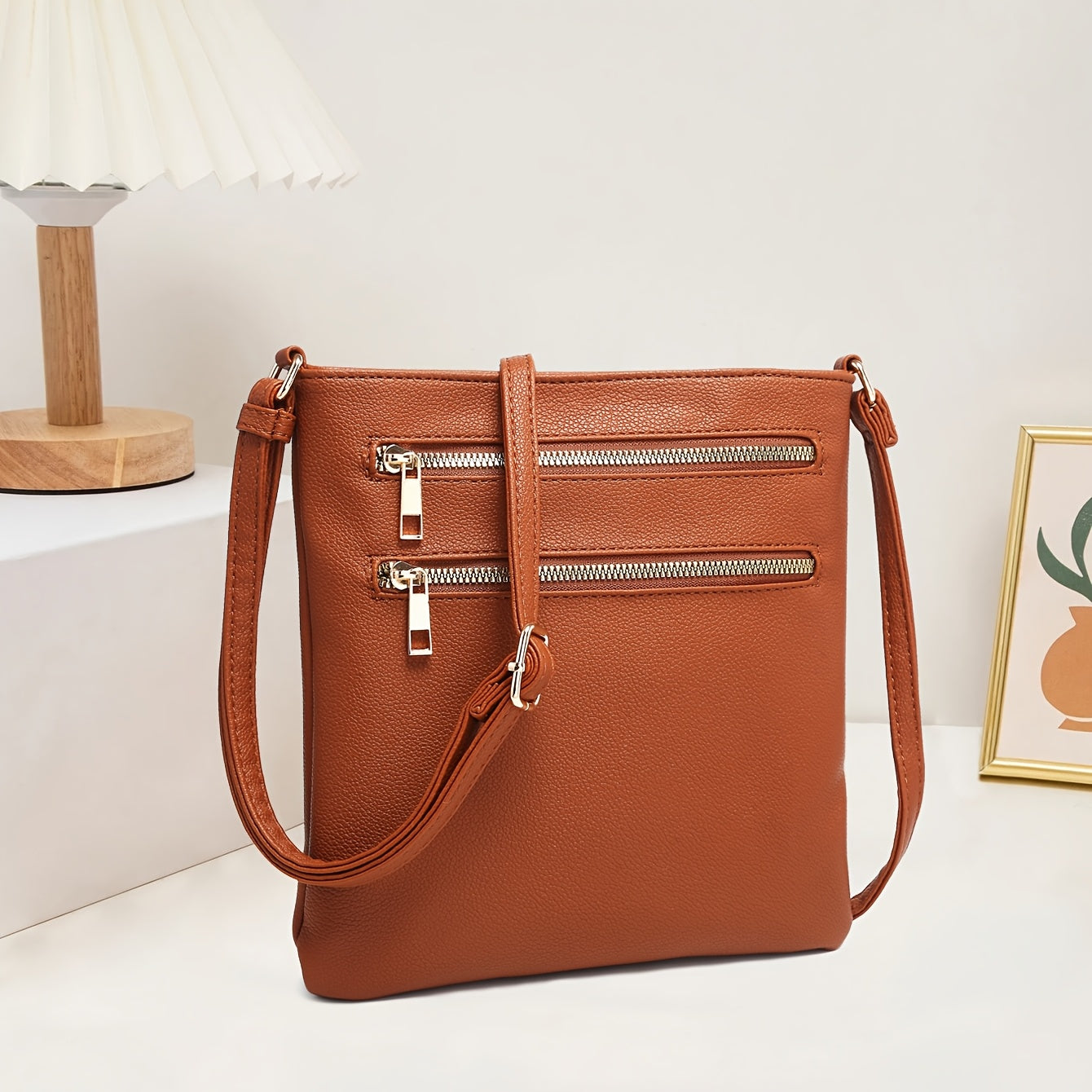 Vintage Casual Multi-Zipper Pocket Crossbody Bag for Women