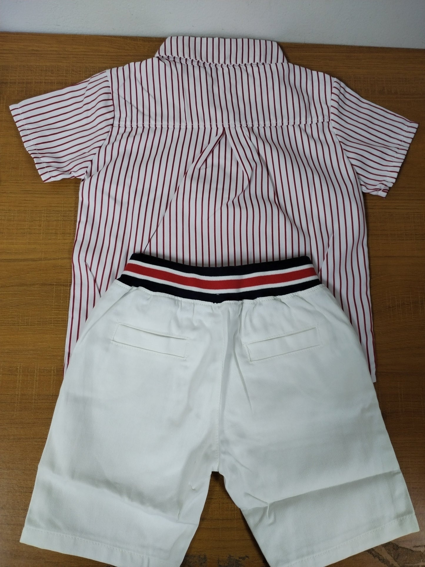 Boys Summer New European American Style Korean Short Sleeved Shirt Elastic Shorts Set Two Pieces