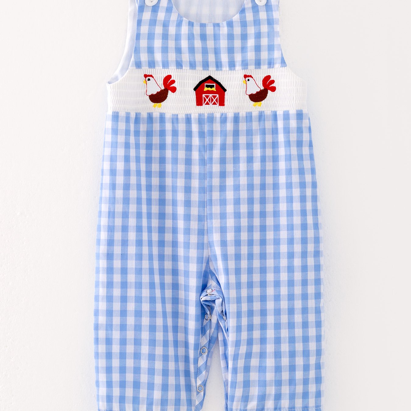 Baby Boy Fall Cotton Smocked Farm Chicken Embroidered Sleeveless Romper Casual Cute Crawling Outfit