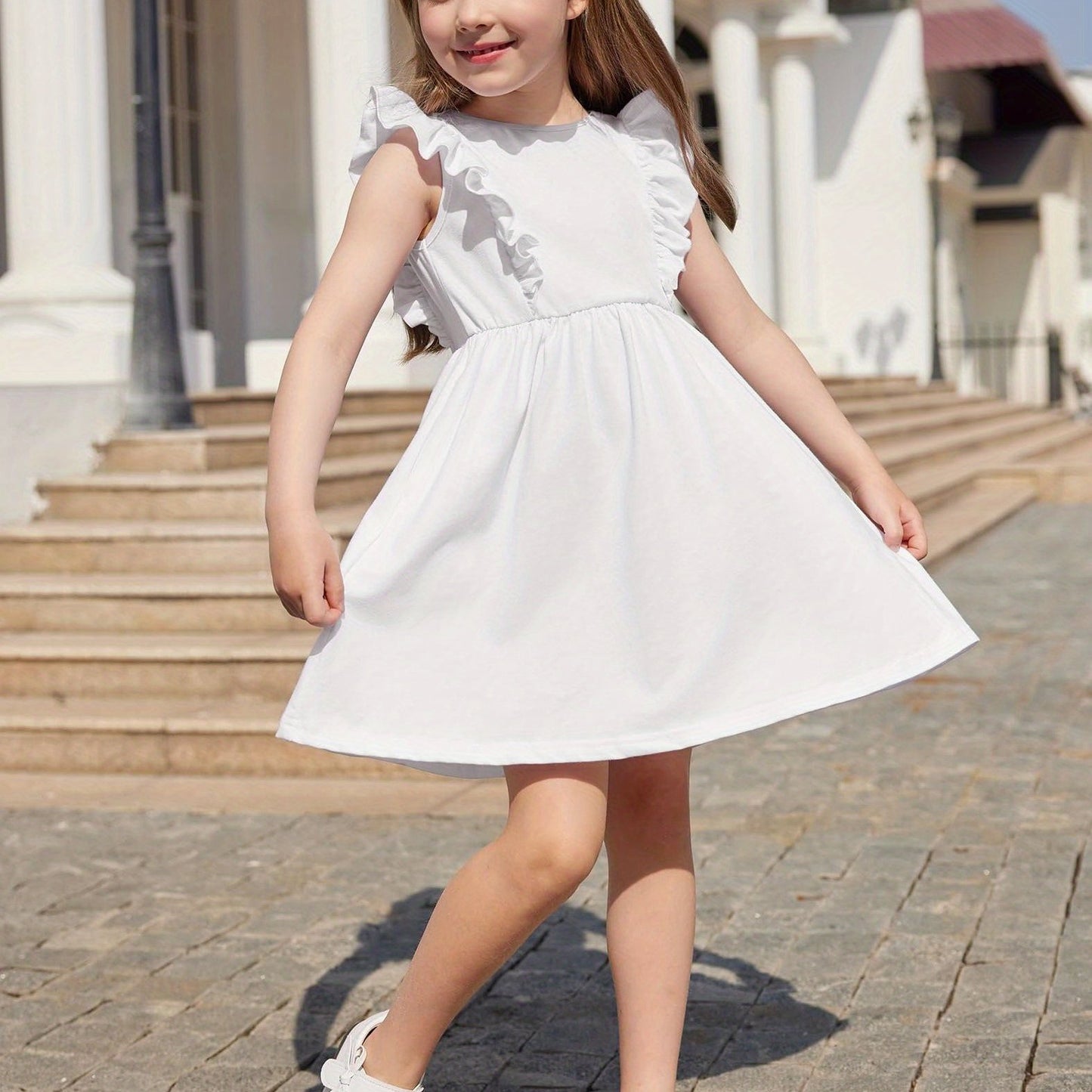 Toddler Girls Ruffle Sleeve Backless Summer Dress for Baby Girls Ages 2 to 6 Years