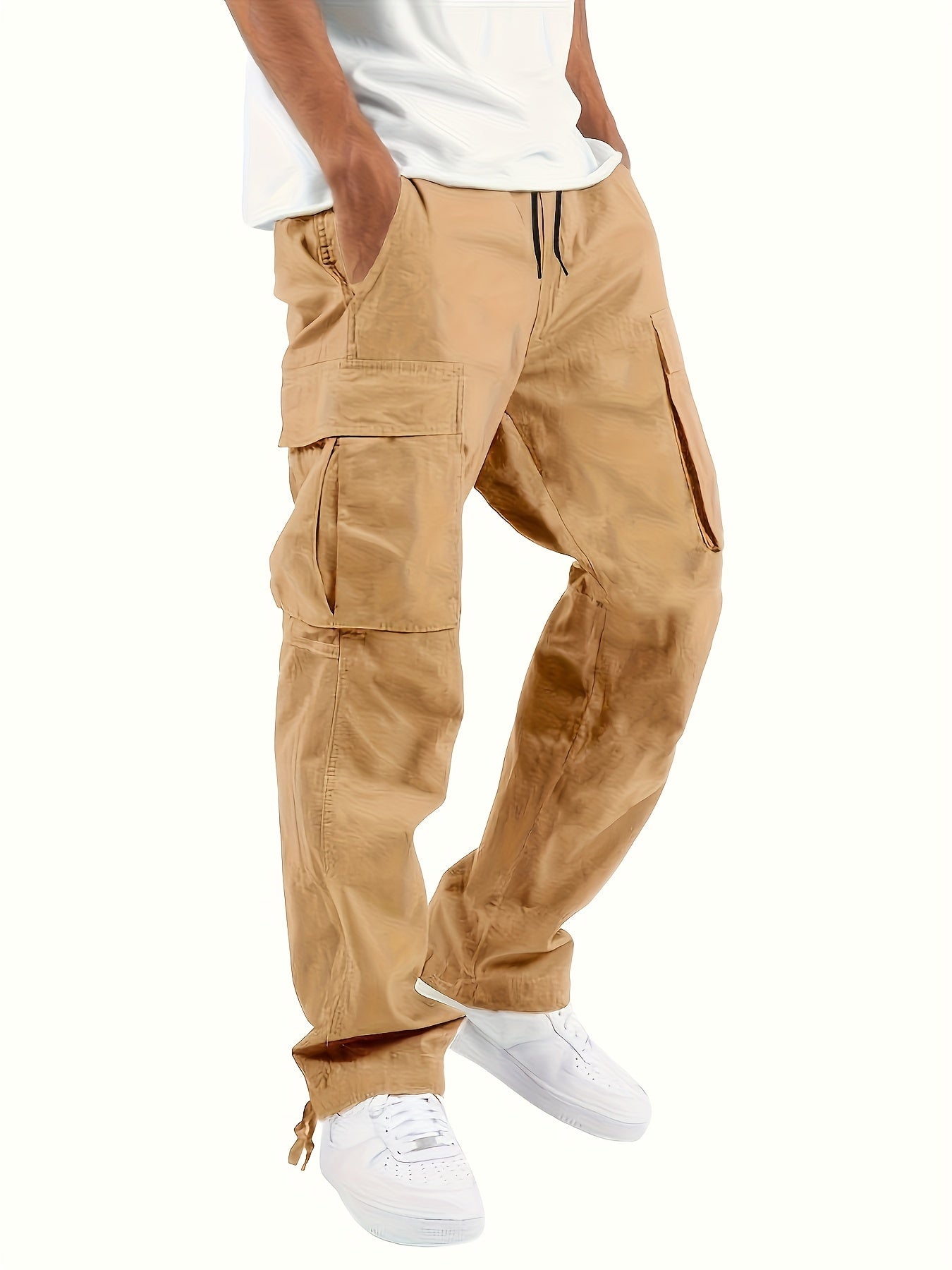 4 Pack Teen Boys Cargo Pants Loose Fit Casual Outdoor Pants with Multiple Pockets Machine Washable Polyester Blend Adjustable Drawstring Waist Available in Gray Beige and Black for Spring and Fall Activities