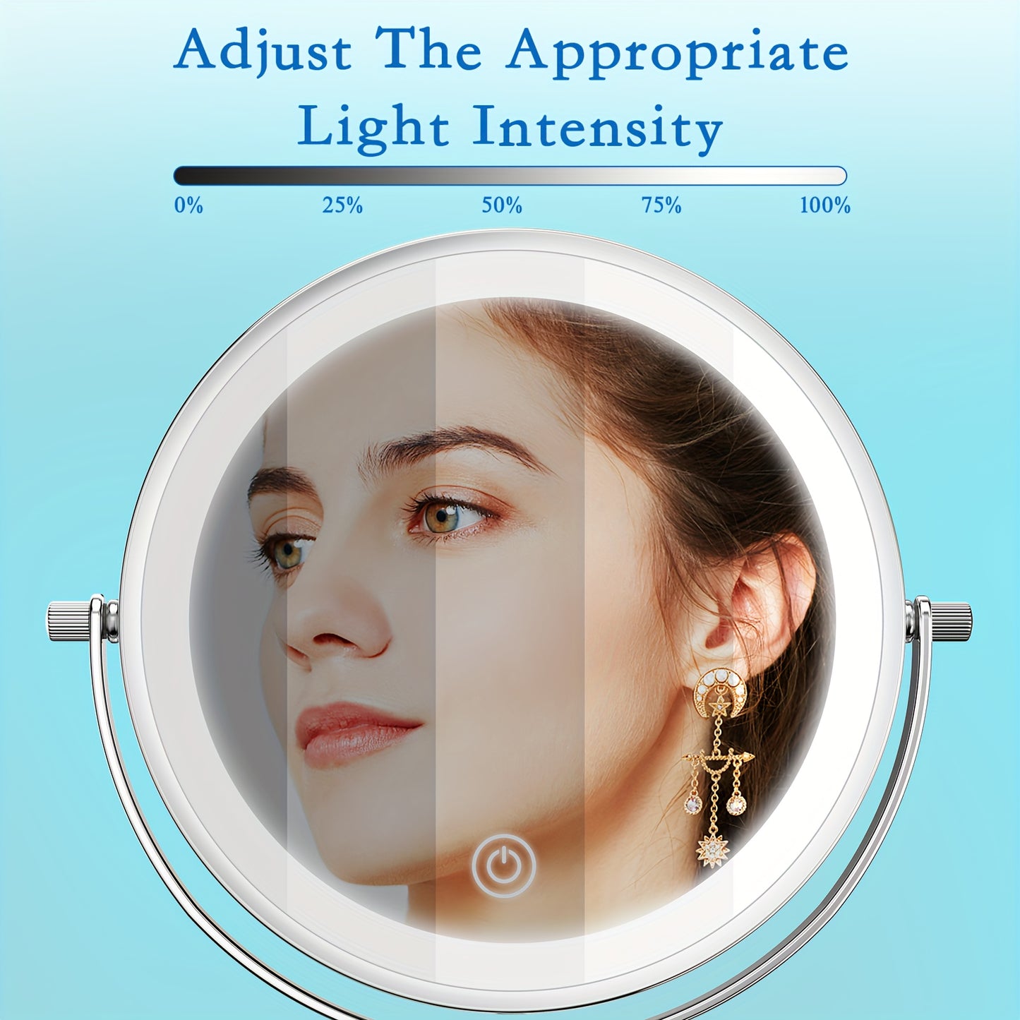 Lighted Rechargeable Vanity Mirror with Adjustable Height and Double Sided
