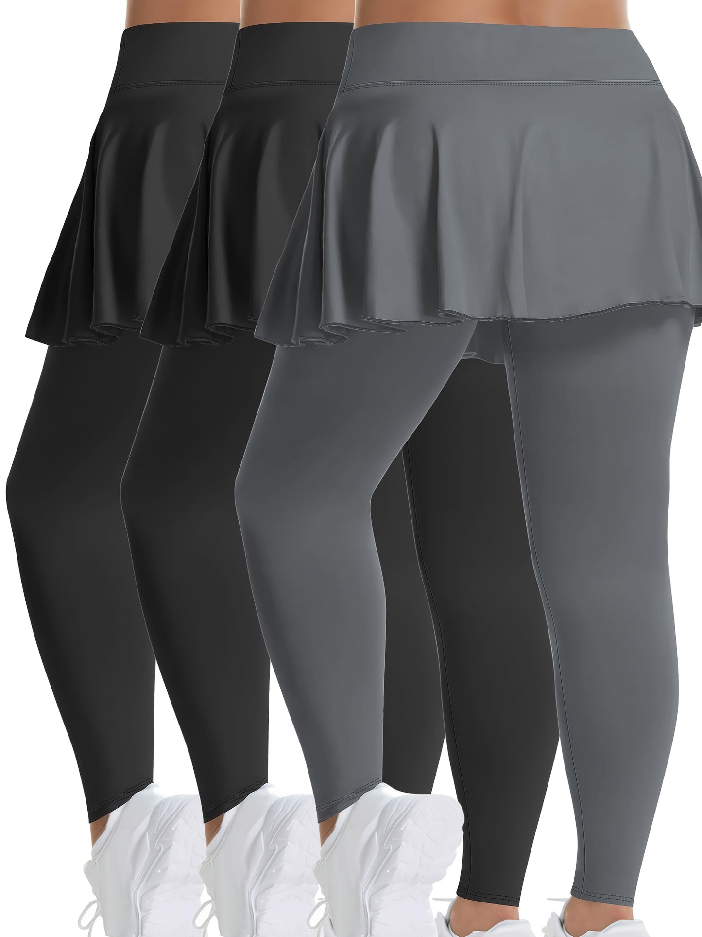 Women's Plus Size High-Waisted Tennis Skorts with Pockets