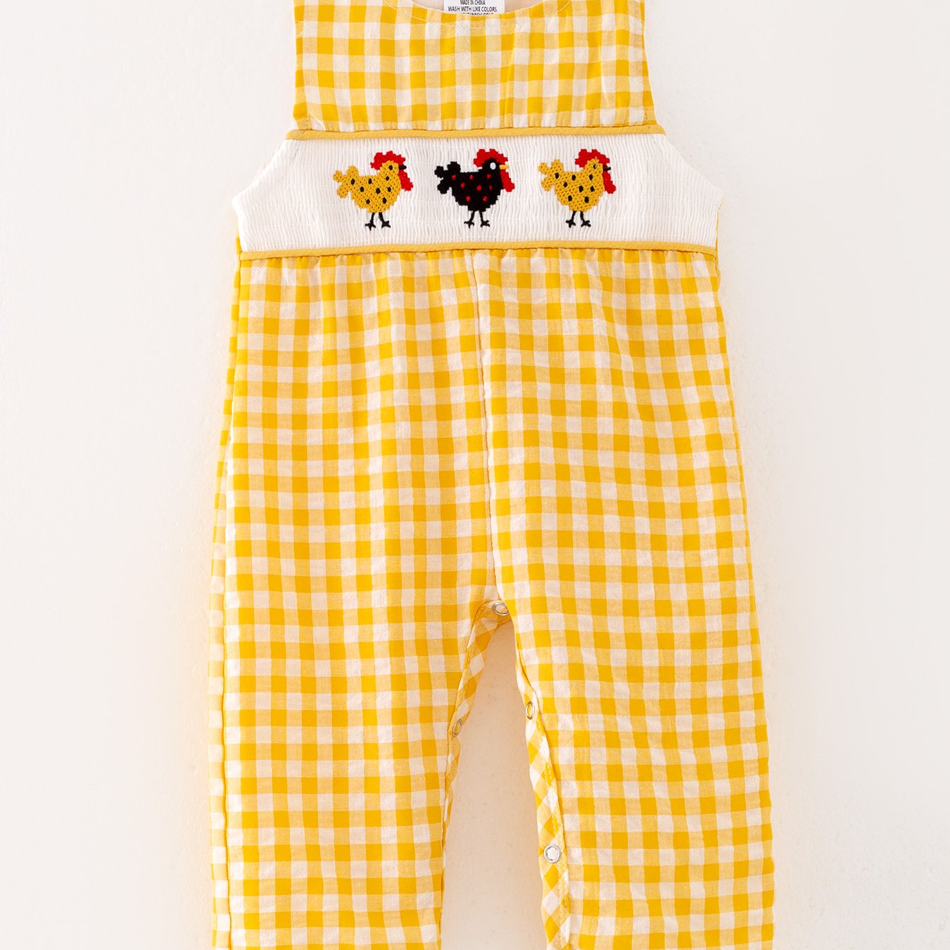 Baby Boy Fall Cotton Smocked Farm Chicken Embroidered Sleeveless Romper Casual Cute Crawling Outfit