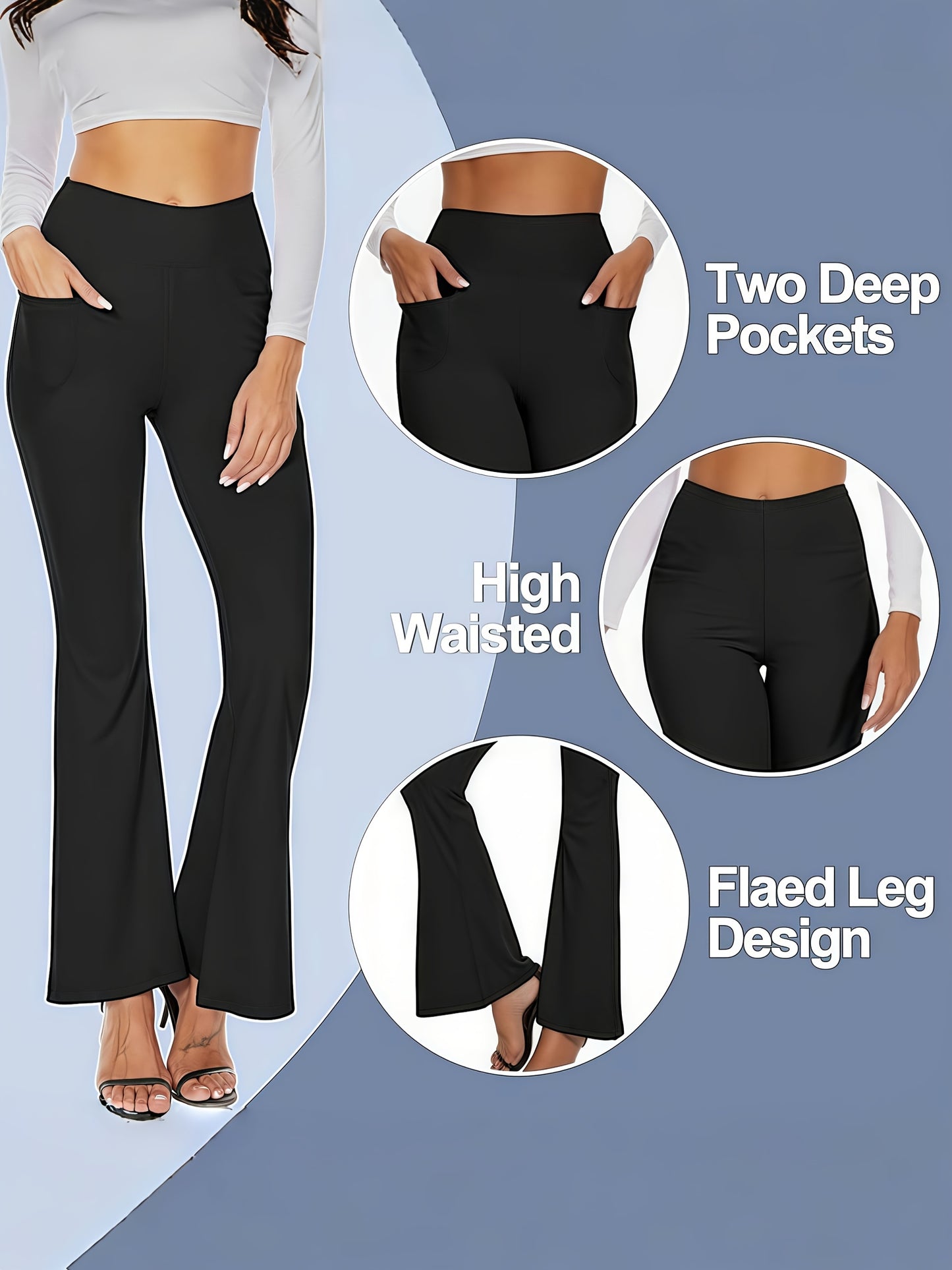 High-Waisted Flare Yoga Leggings with Tummy Control and Stretch