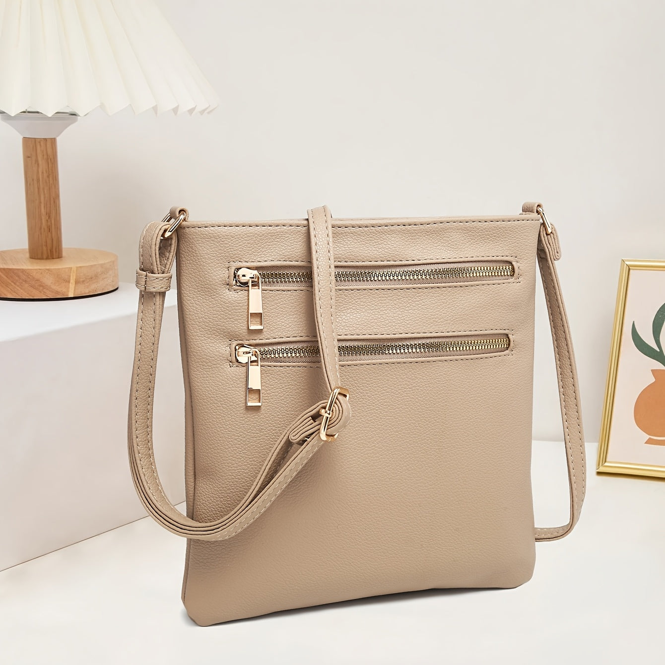 Vintage Casual Multi-Zipper Pocket Crossbody Bag for Women