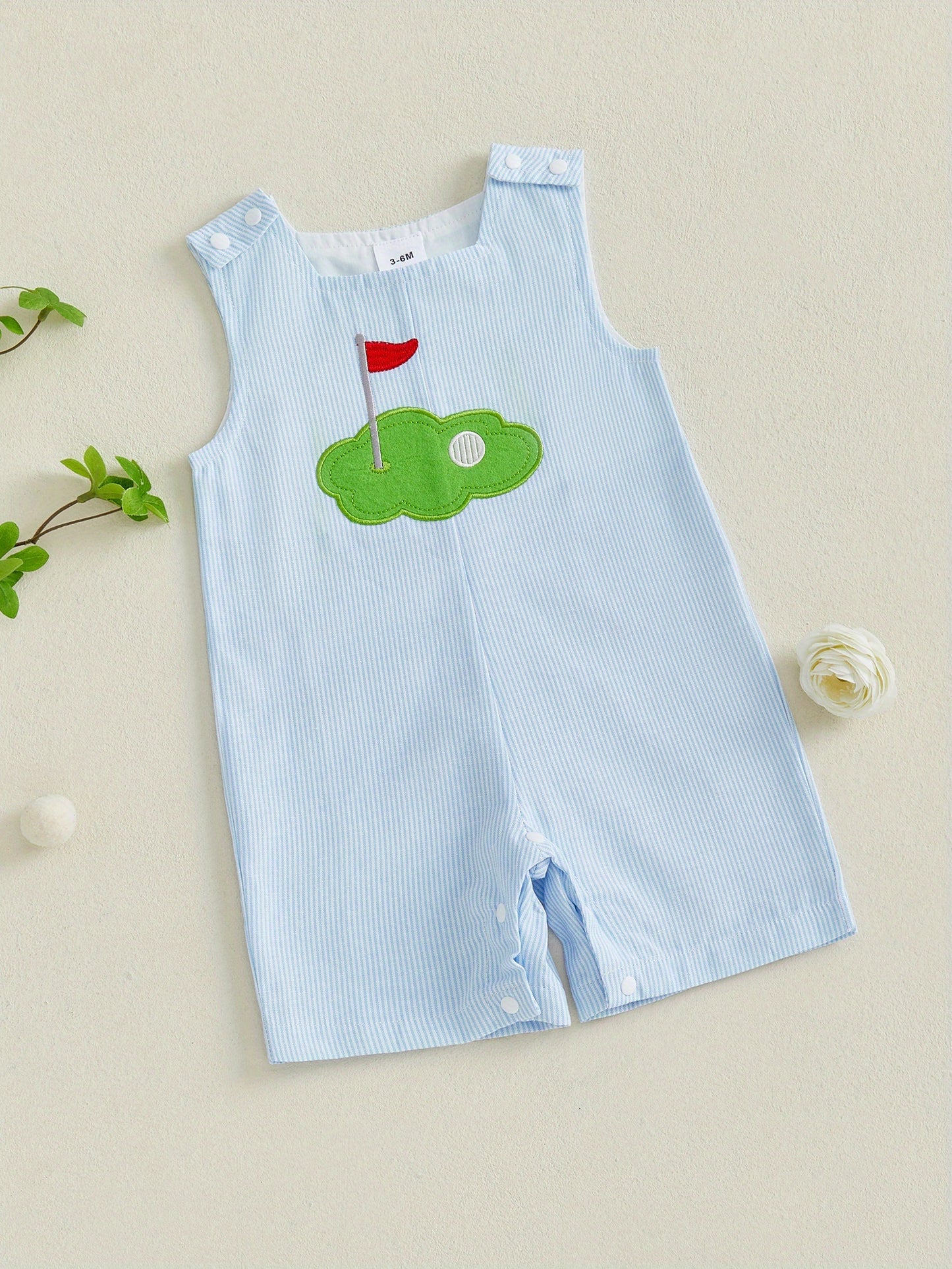 Baby Boy Romper Golf Embroidery Plaid Sleeveless Newborn Jumpsuit Infant Overalls for Summer Outdoor