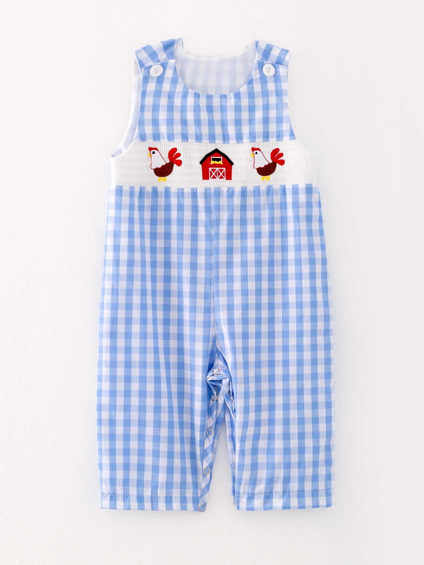 Baby Boy Fall Cotton Smocked Farm Chicken Embroidered Sleeveless Romper Casual Cute Crawling Outfit