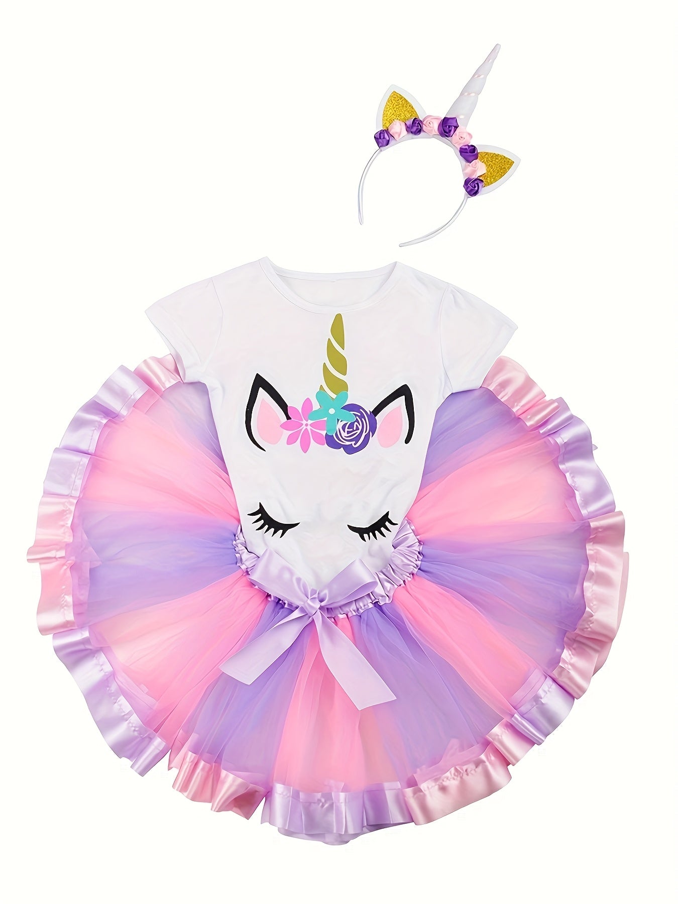 Girl I Love My Mommy T-Shirt Tutu Skirt And Headband Set Pink And Purple Outfit For Girls