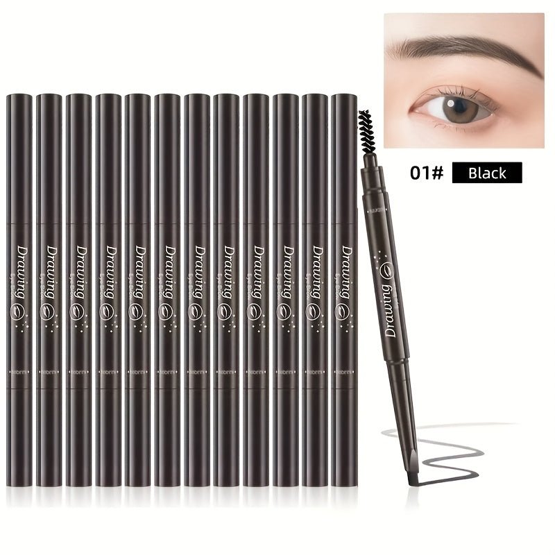 Double Ended Waterproof Eyebrow Pencil with Brush 12 Pack