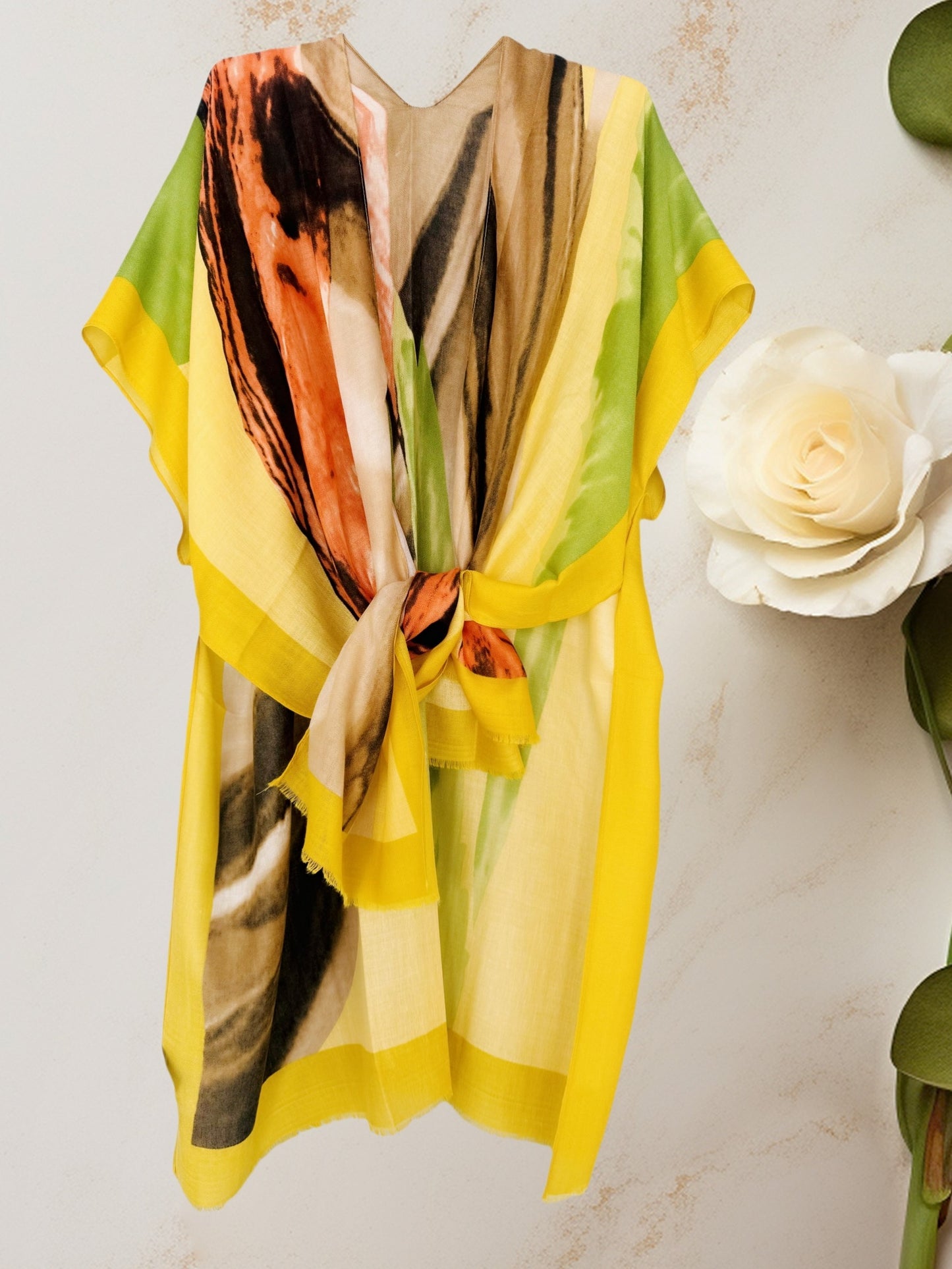 Romantic Abstract Watercolor Print Kimono for Versatile Styling