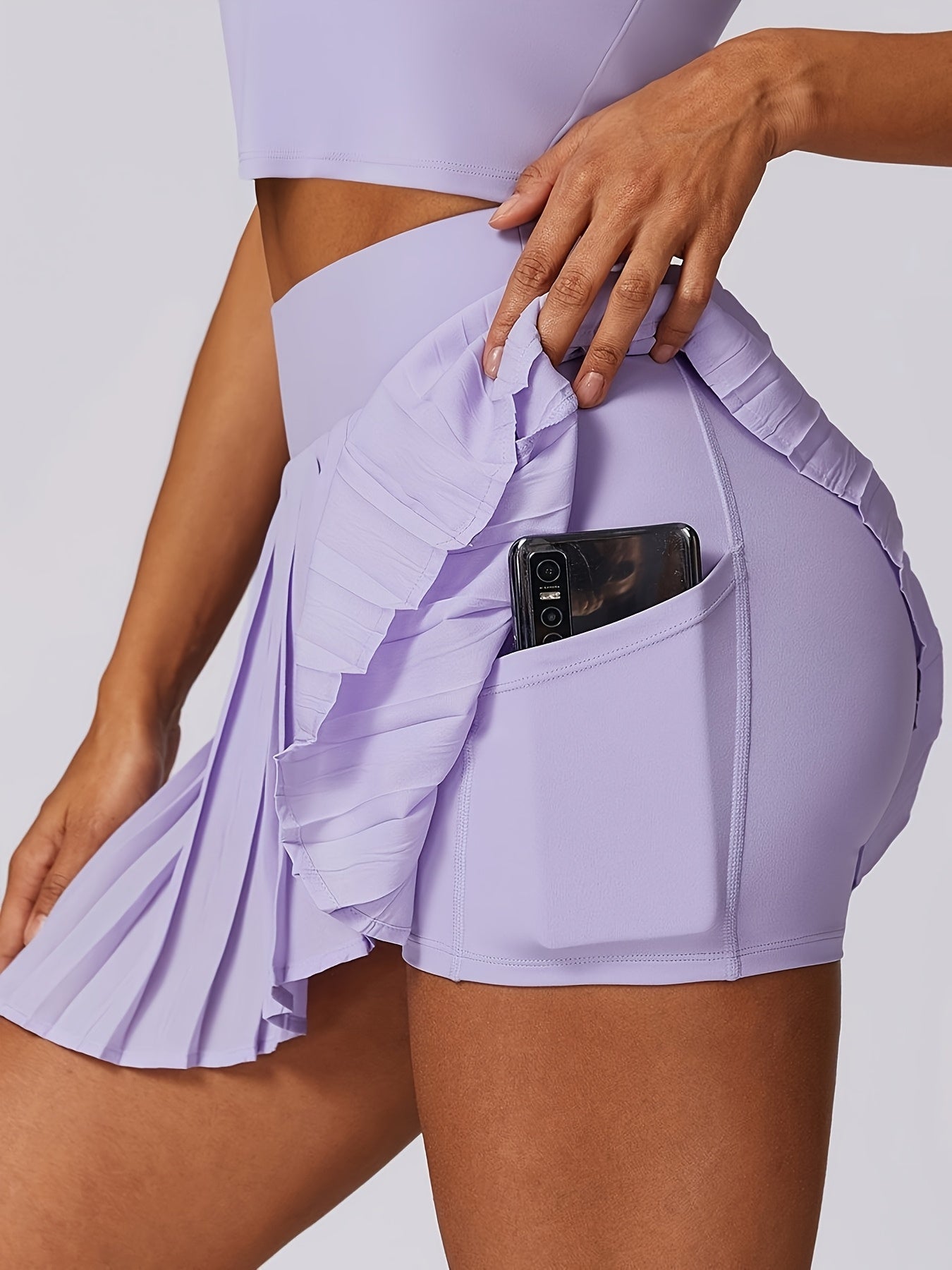 Women's Quick-Dry Pleated Sports Skirt with Pockets for Fitness