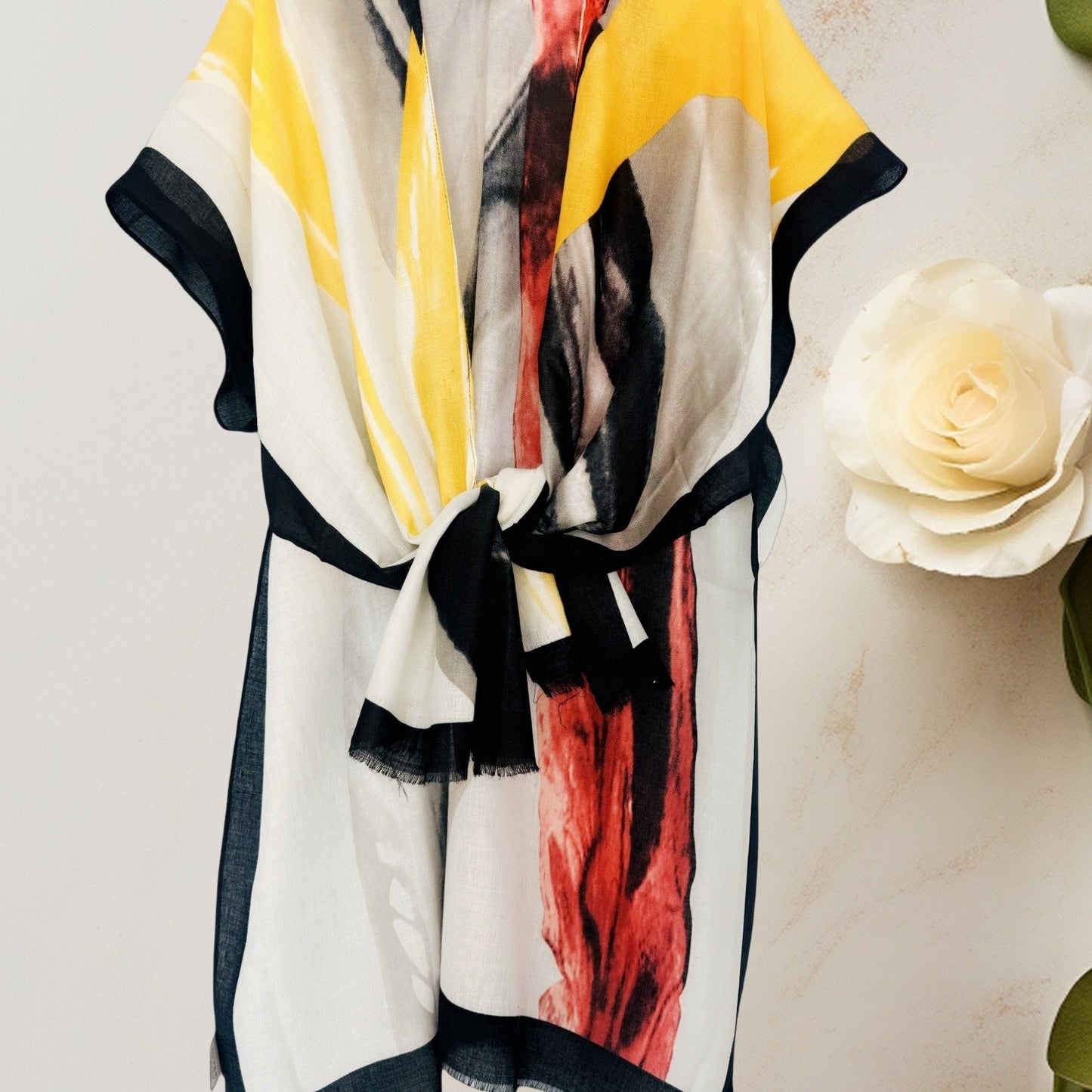 Romantic Abstract Watercolor Print Kimono for Versatile Styling