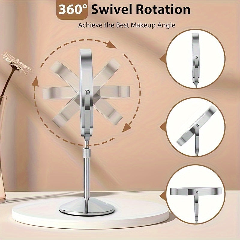 Lighted Rechargeable Vanity Mirror with Adjustable Height and Double Sided