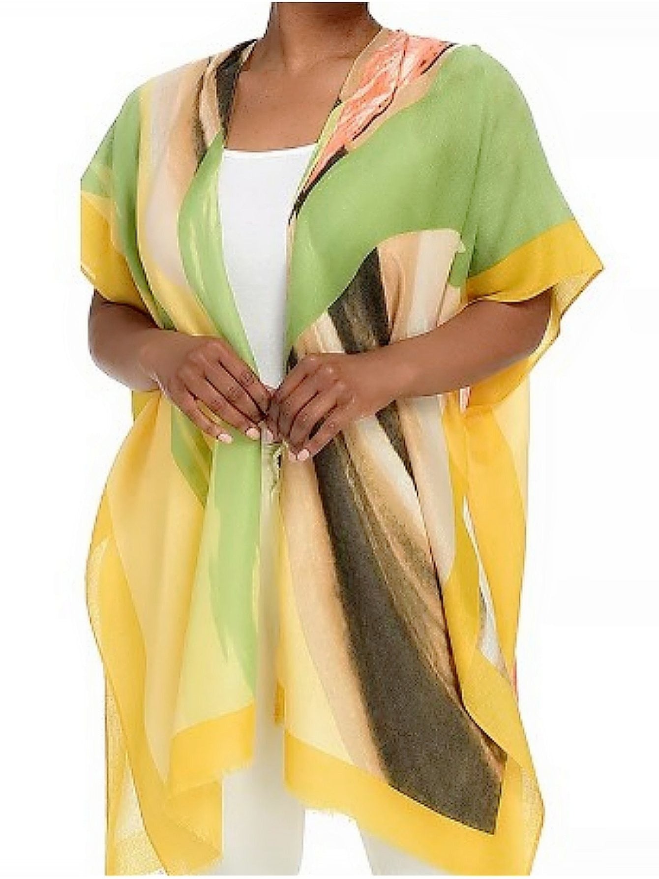 Romantic Abstract Watercolor Print Kimono for Versatile Styling
