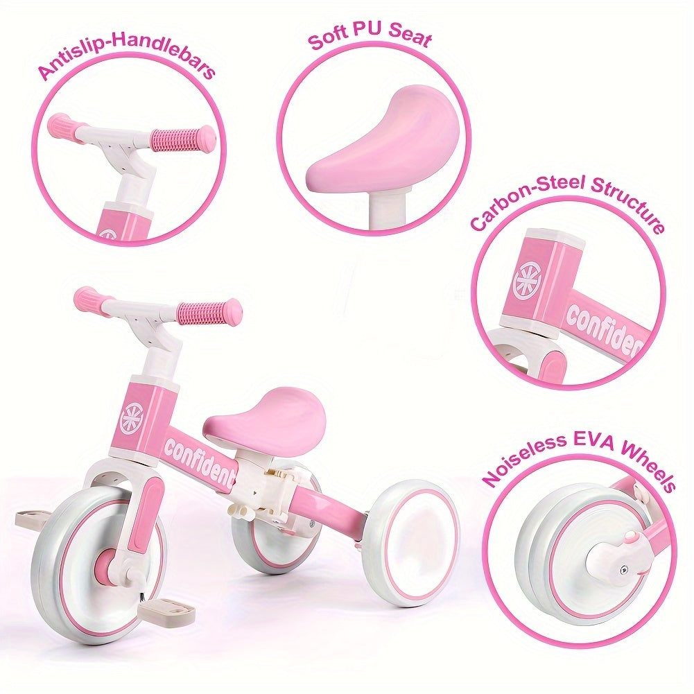 Convertible Toddler Tricycle with Removable Pedal and Adjustable Features