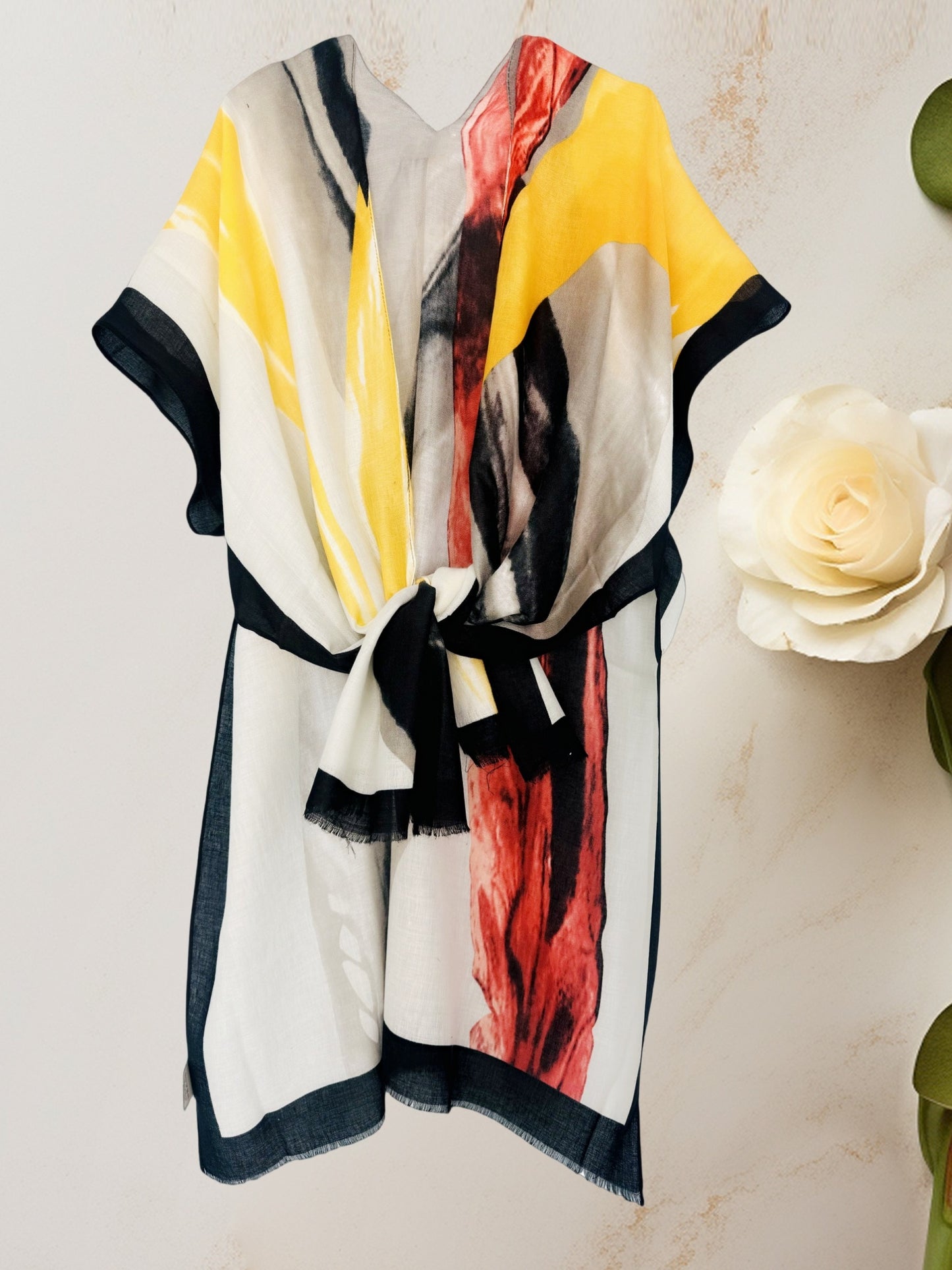 Romantic Abstract Watercolor Print Kimono for Versatile Styling