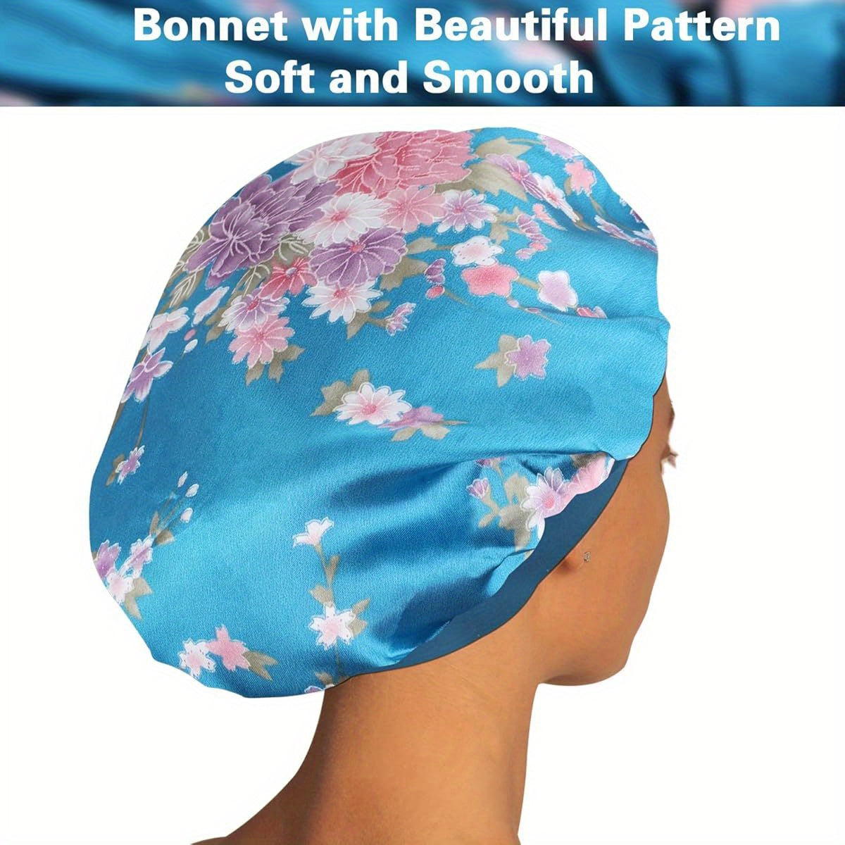 Roybens Satin Bonnet Hair Bonnet for Sleeping 4 Pack Large Bonnets for Women with Elastic Soft Band for Curly Hair and Braids