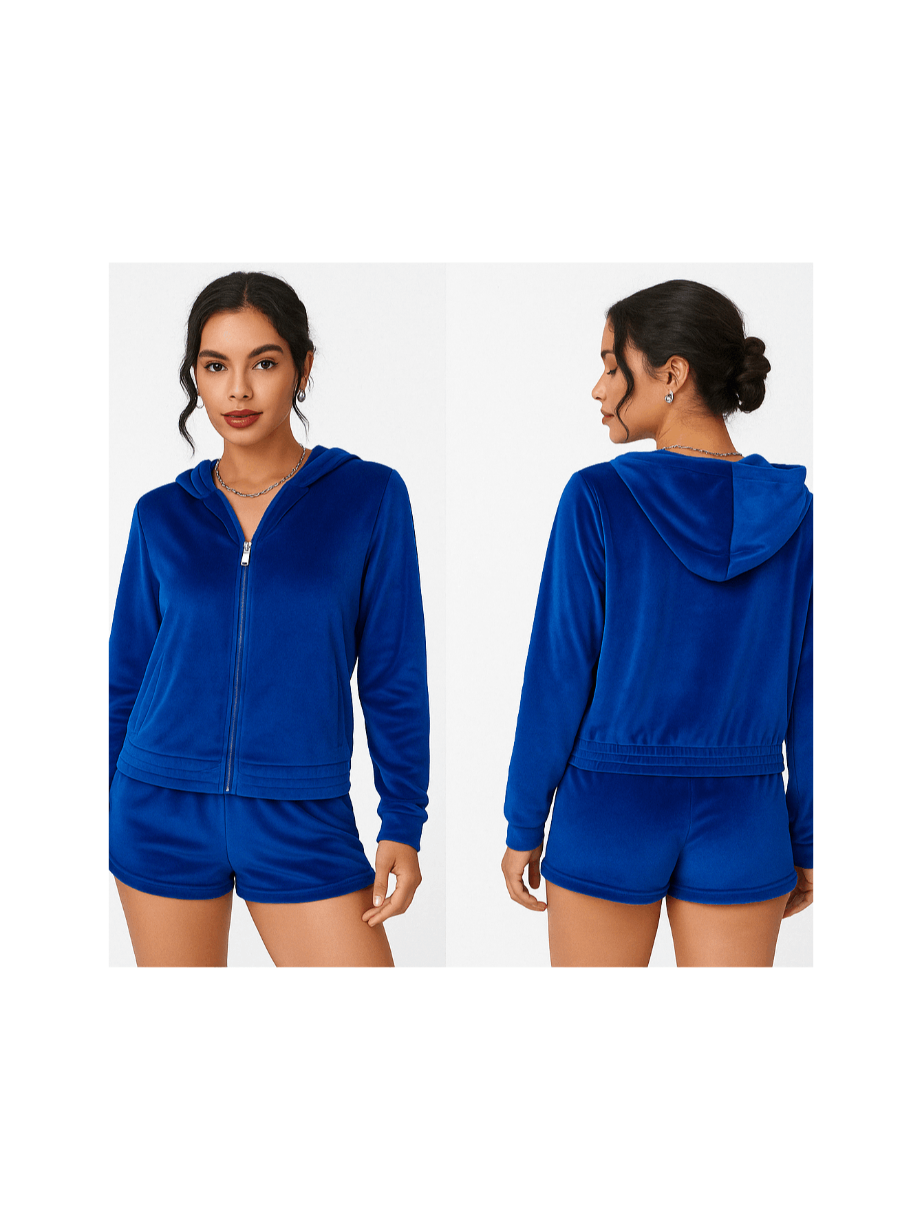 Womens Velour Tracksuit Set with Athletic Zip Up Hoodie