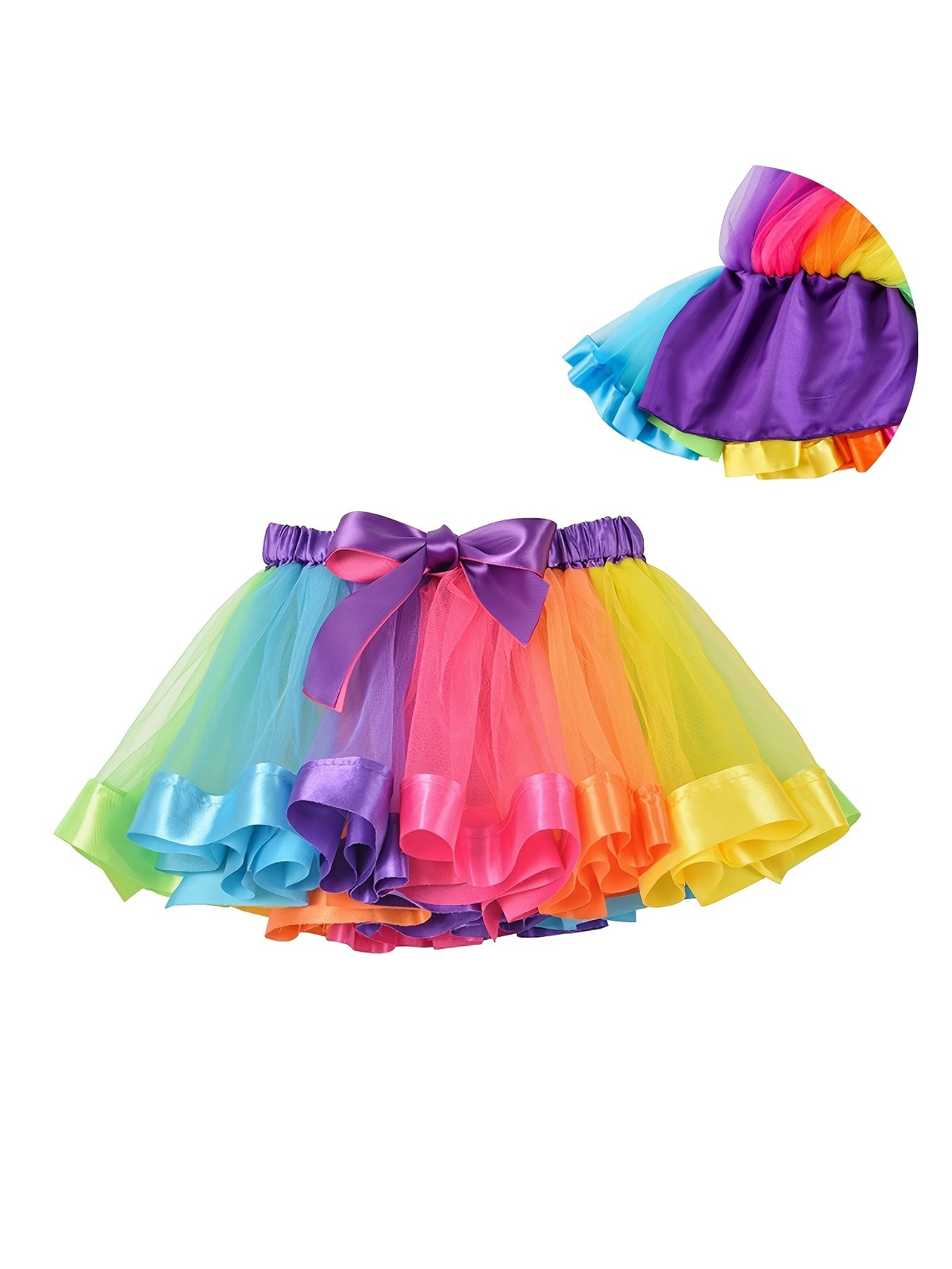 Little Princess Rainbow Tutu Set Girls White T-Shirt And Multicolor Skirt With Bow Hair Clip Cute Outfit For Toddlers And Kids