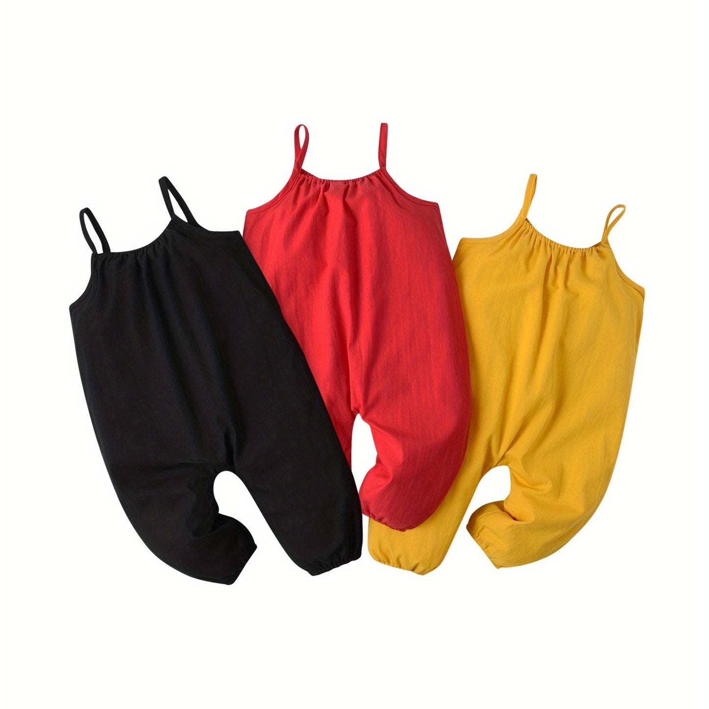 3 Pack Summer Infant Toddler Baby Girl Sleeveless Sling Jumpsuit Clothes Cute Daily Outfit for Outdoor Activities