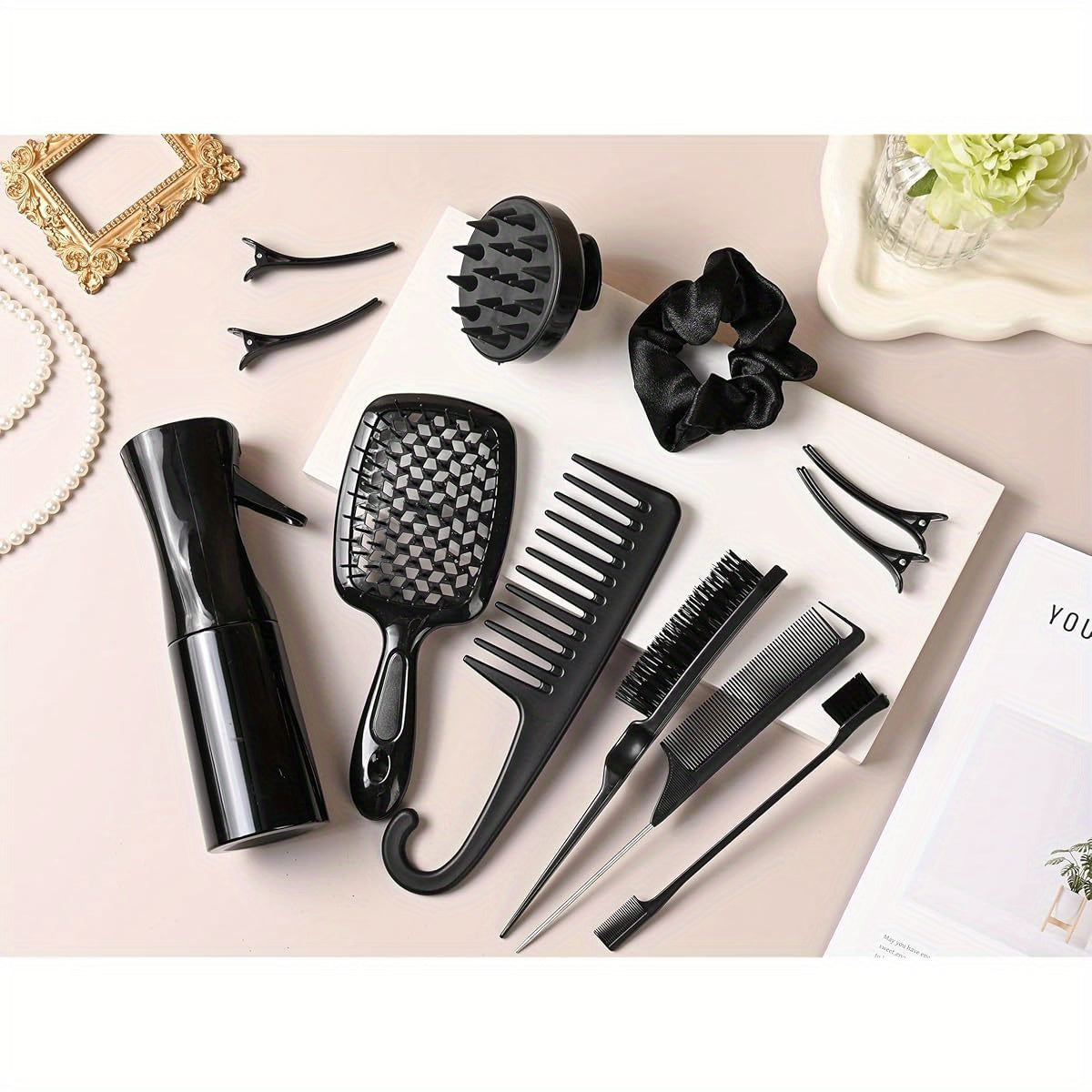 Hair Brush Set with Detangling Tools and Scalp Massager