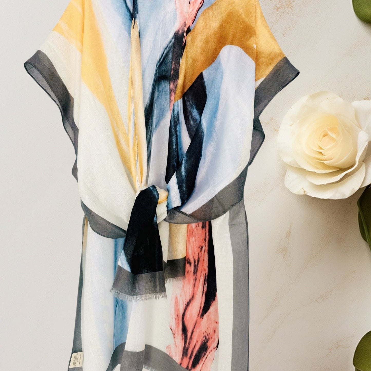 Romantic Abstract Watercolor Print Kimono for Versatile Styling