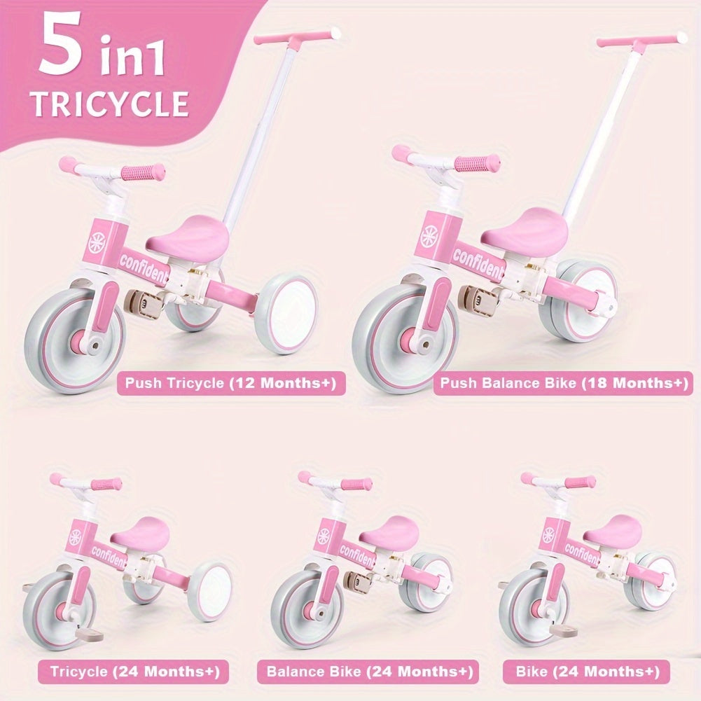 Convertible Toddler Tricycle with Removable Pedal and Adjustable Features