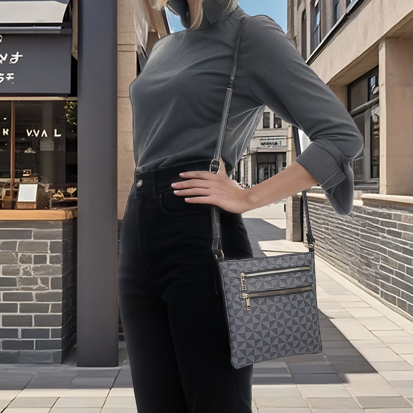Vintage Casual Multi-Zipper Pocket Crossbody Bag for Women