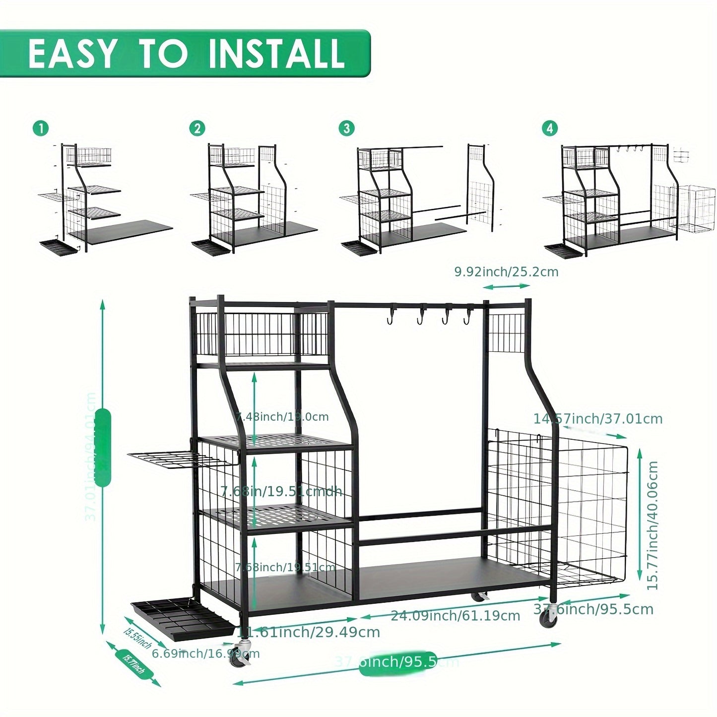Golf Equipment Organizer With Wheels For Home And Garage